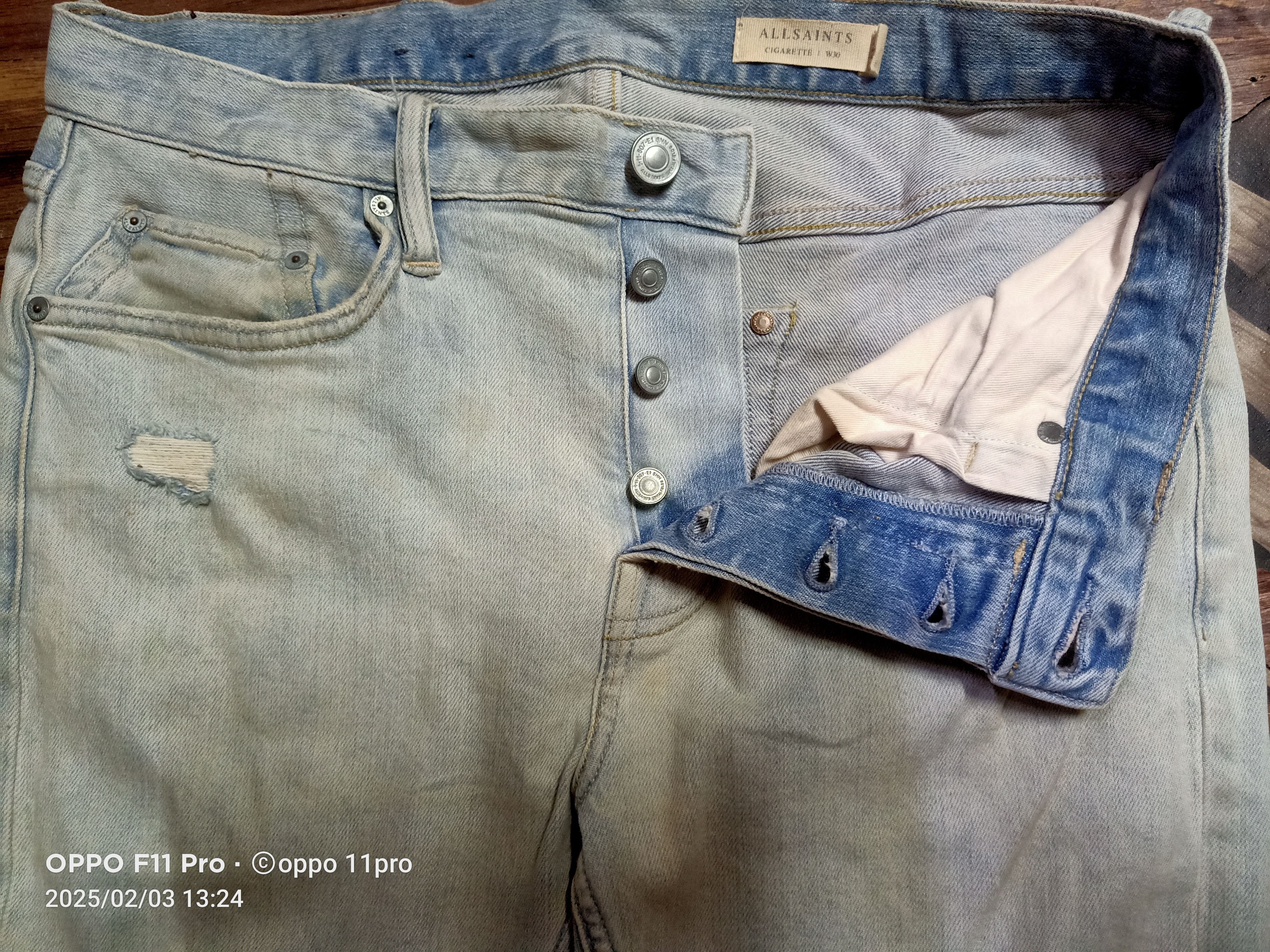 Allsaints All Saint Cigarette Damaged Denim Strenght Slimfit Size US 34 / EU 50 - 13 Thumbnail