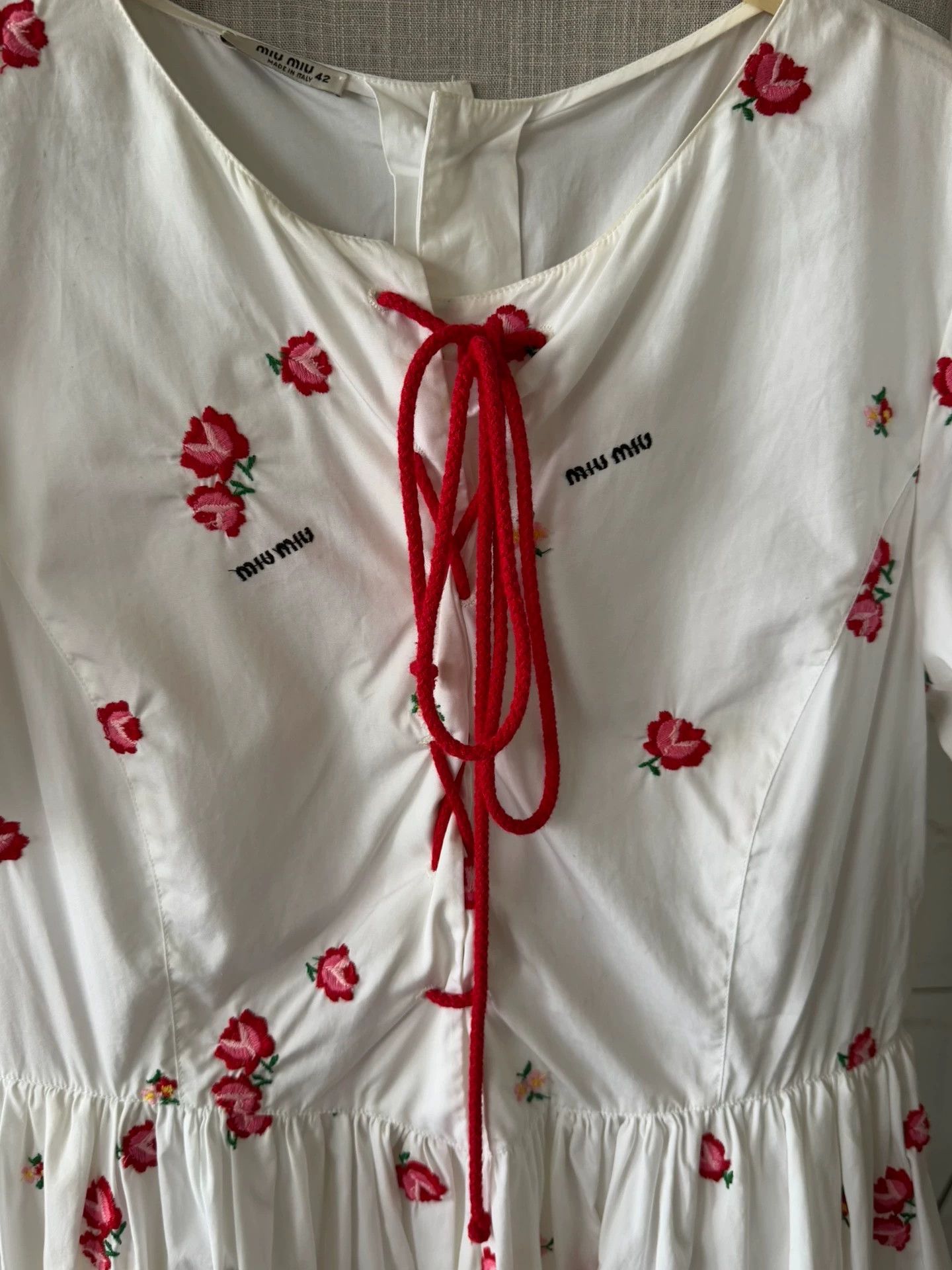 Miu Miu Miu Miu Red Adjustable Rope Logo Dress 42 Worn Once Size M / US 6-8 / IT 42-44 - 6 Thumbnail