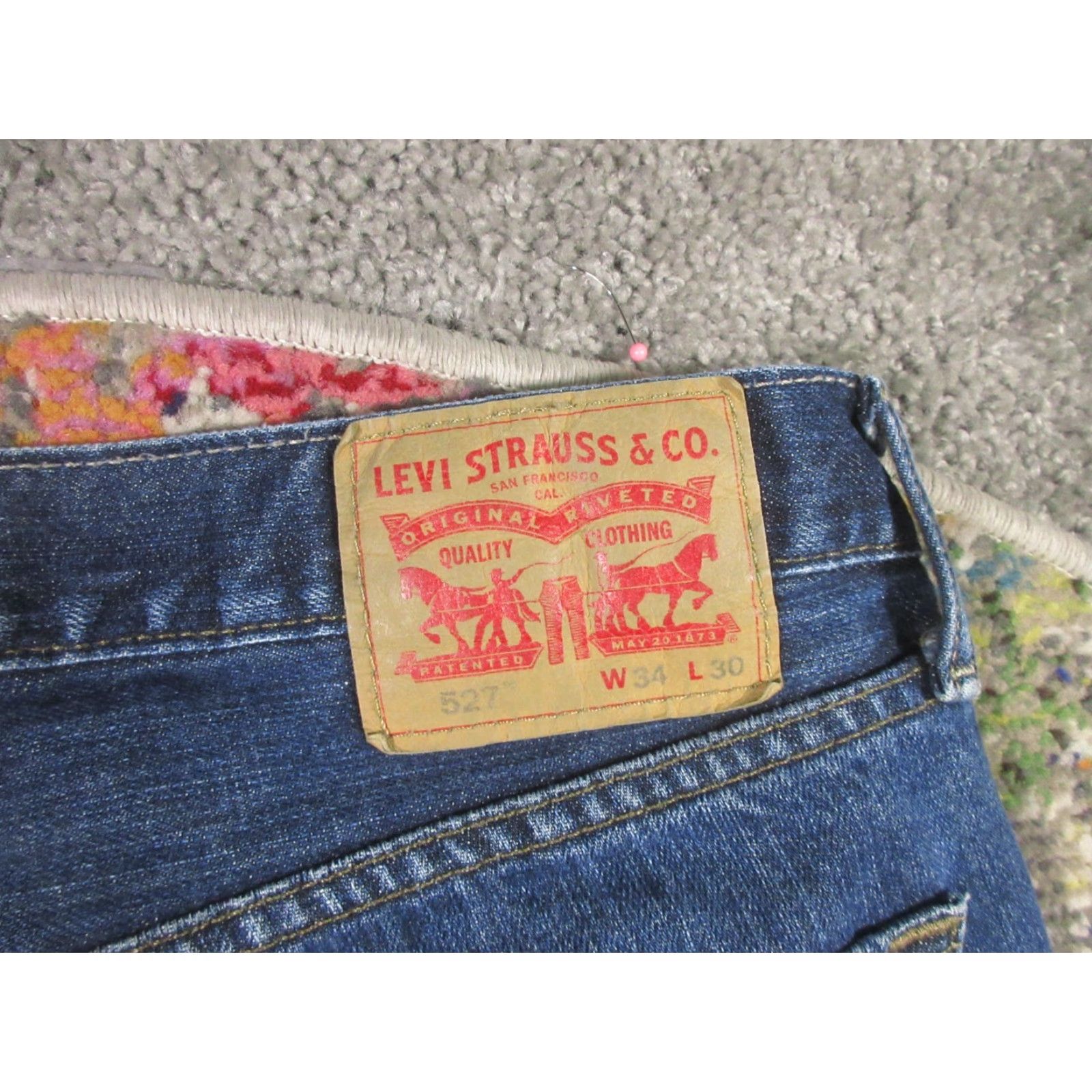 Levi's Levi's 527 Jeans Mens 34x30 Blue Bootcut Denim Cowboy Western Southwestern Logo 5-Pocket Regular Inseam 30" Leather Patch Cotton Polyester Shirt N/A Size US 34 / EU 50 - 5 Thumbnail