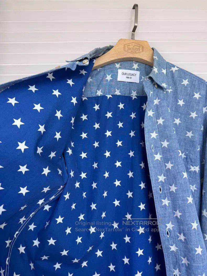 Our Legacy Our Legacy White Starry Blue Shirt Size US M / EU 48-50 / 2 - 4 Thumbnail