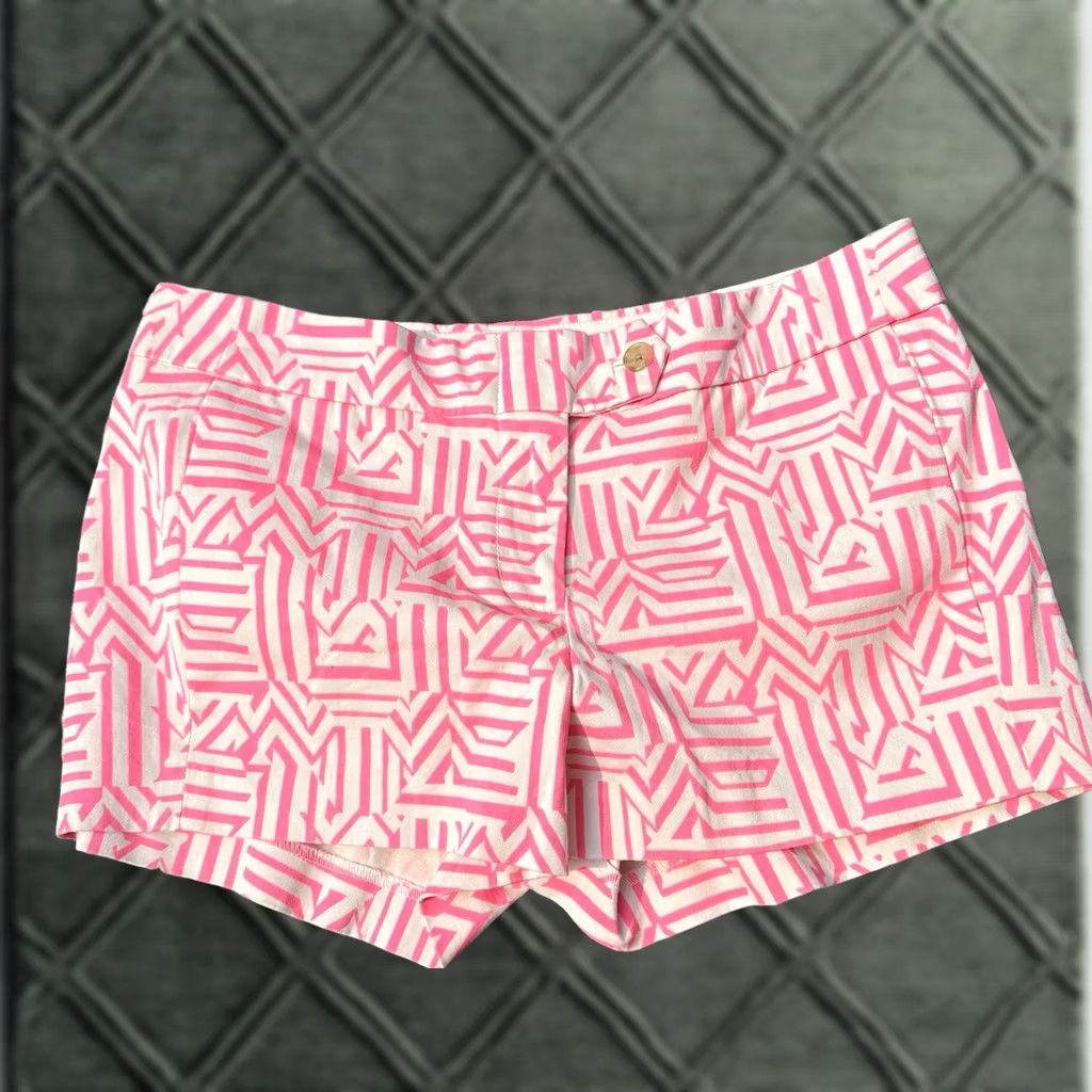 J.Crew J.CREW Tiki Neon Pink Geometric Pattern Stretch City Fit Chino Shorts Size 4 Women Size 27" / US 4 / IT 40 - 1 Thumbnail