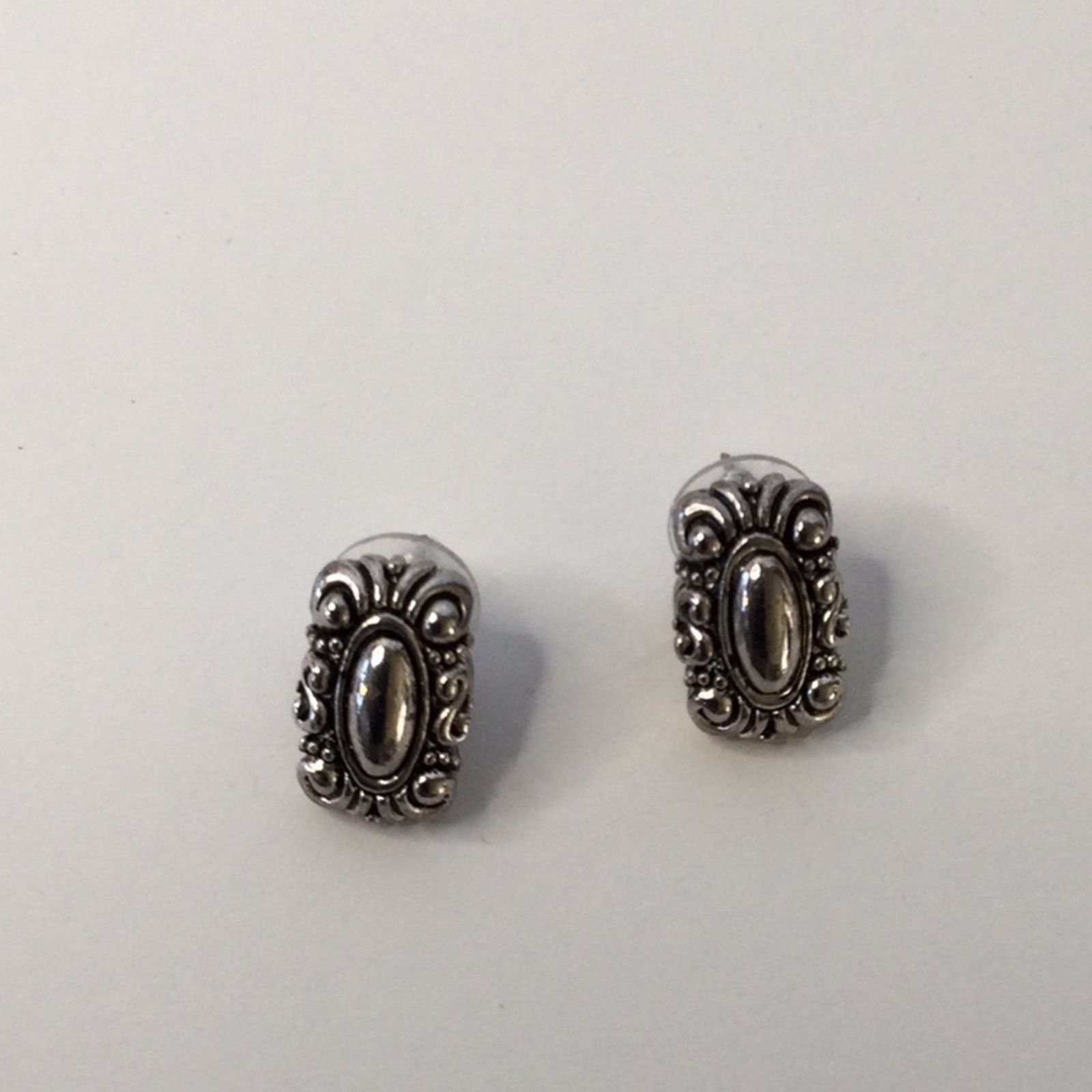 Other Vintage 1980's Silver Tone Art Deco Post Back Earrings Size ONE SIZE - 15 Thumbnail
