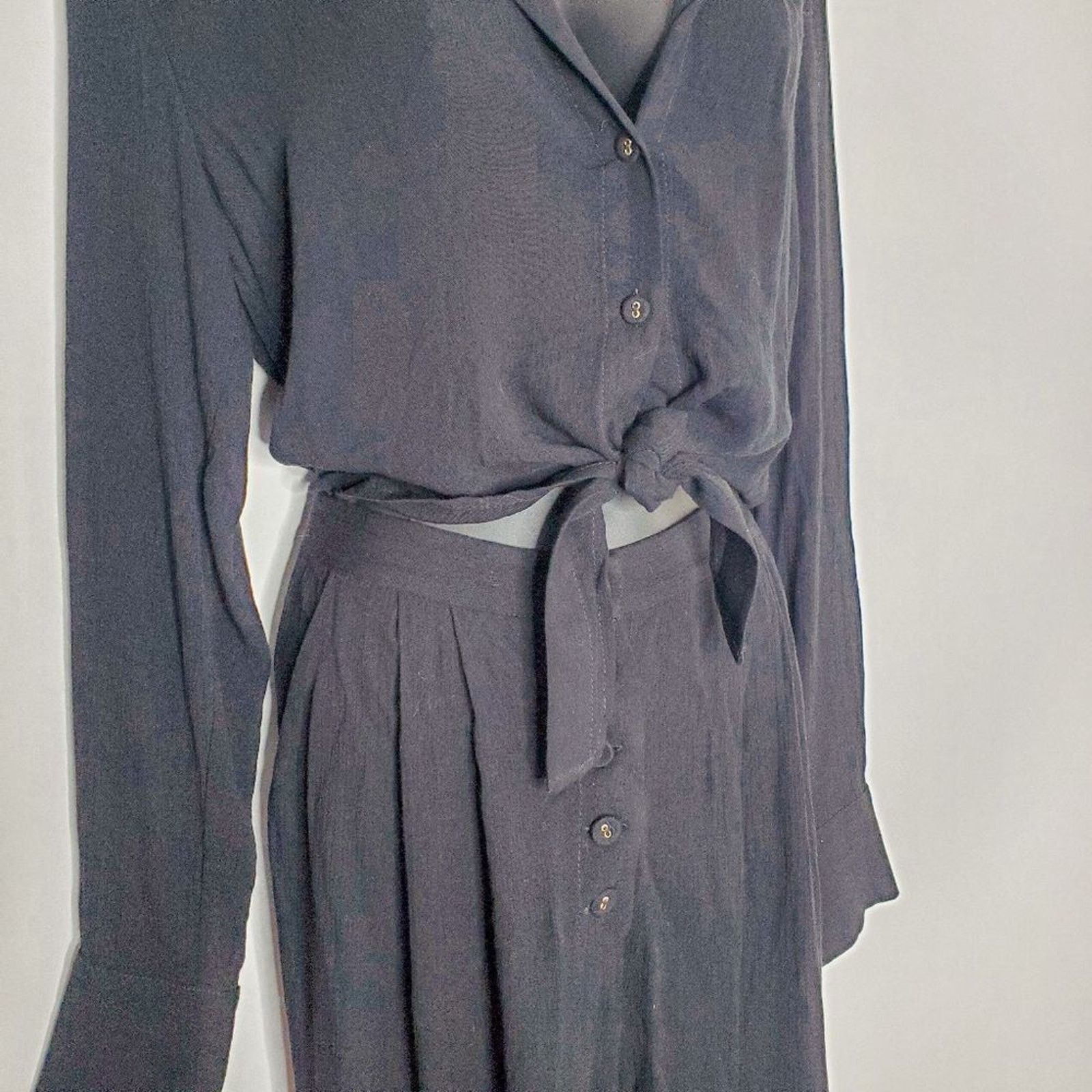 Rachel Comey Rachel Comey Black Luana Button Down Long Sleeve Jumpsuit 6 Size 28" / US 6 / IT 42 - 3 Thumbnail