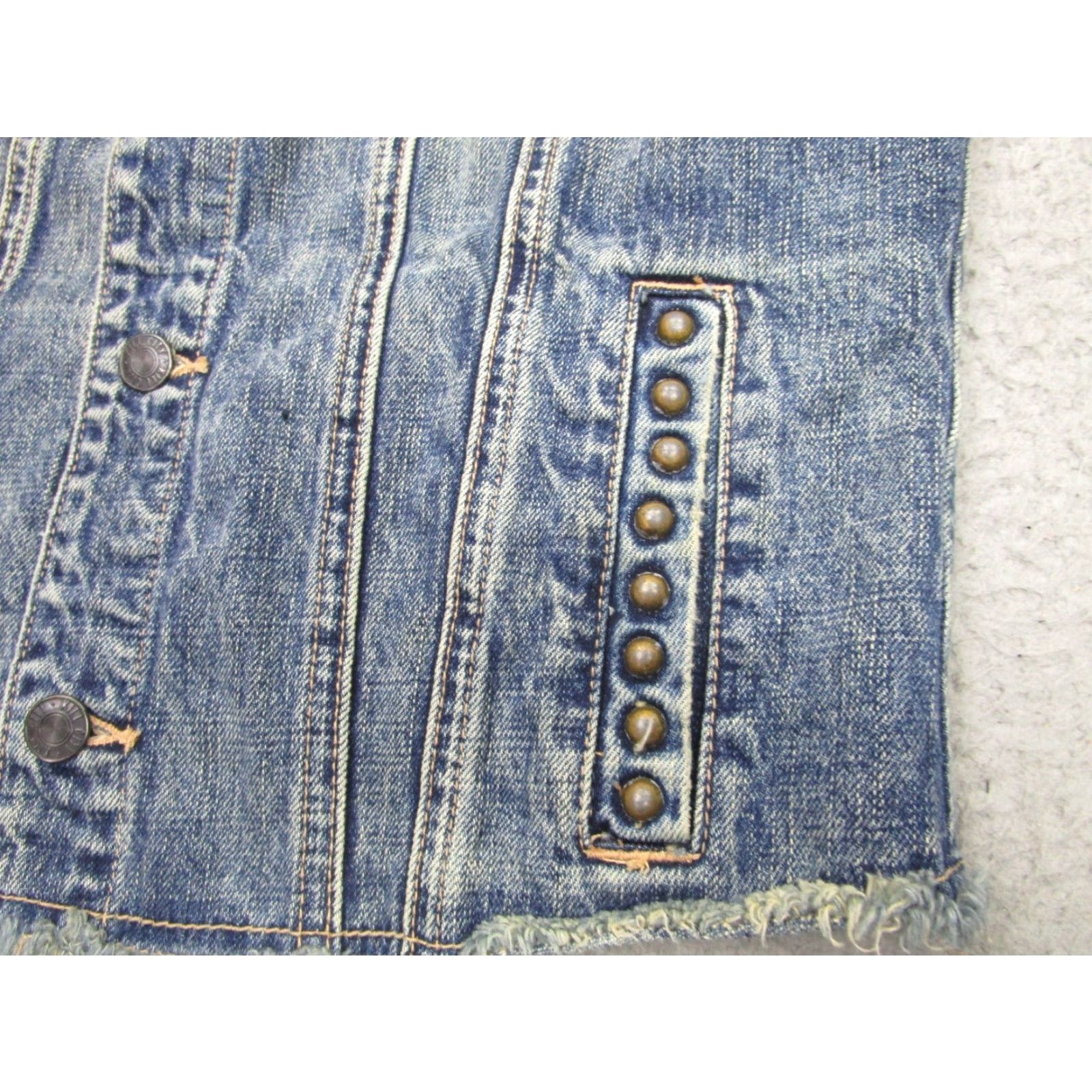 Denime Kill City Vest Womens M Blue Denim Sleeveless Jacket Jean Studded Punk Goth Size 32" / US 10 / IT 46 - 6 Thumbnail