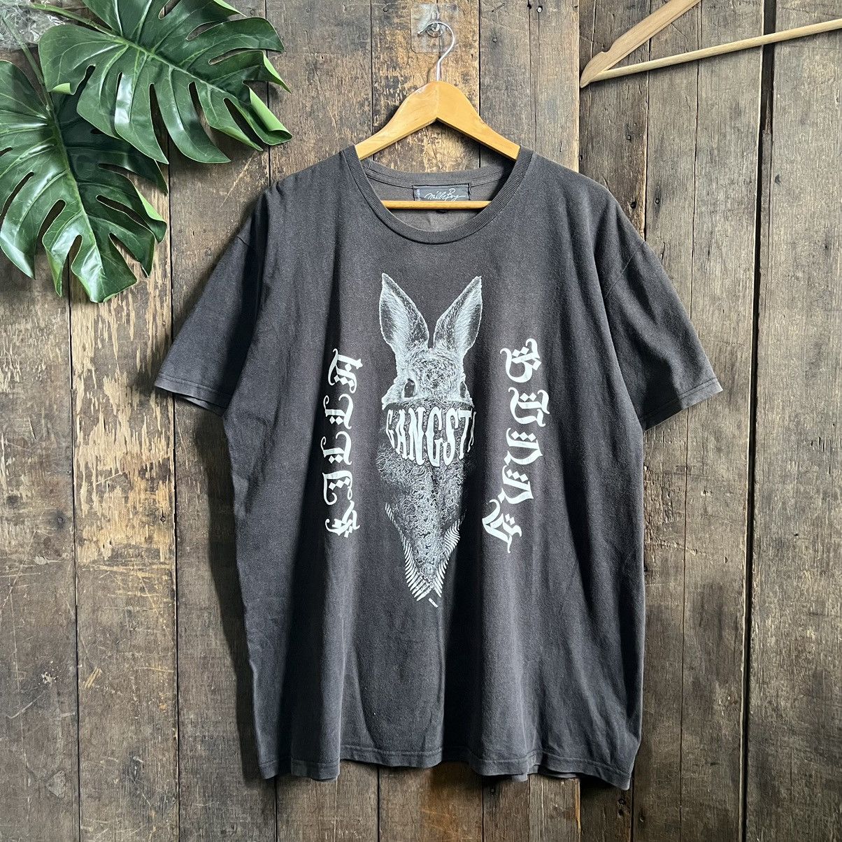 image of Vintage Milkboy Rabbit Gangsta Riot Tshirt in Black, Men's (Size XL)