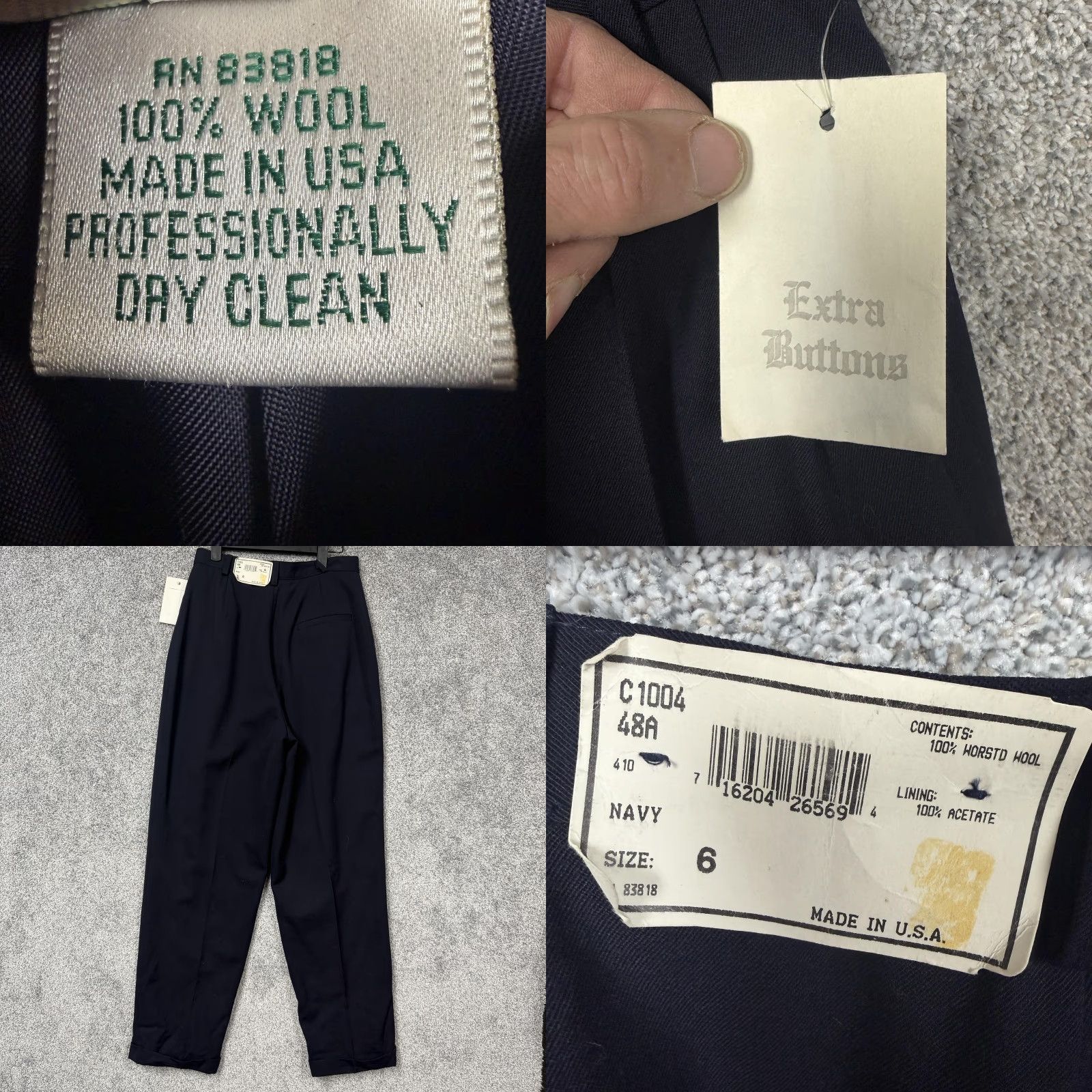 Austin Reed VINTAGE Austin Reed Dress Pants Womens 6 Navy Wool Pleated Tapered Cuffed Made In USA Size 28" / US 6 / IT 42 - 8 Thumbnail