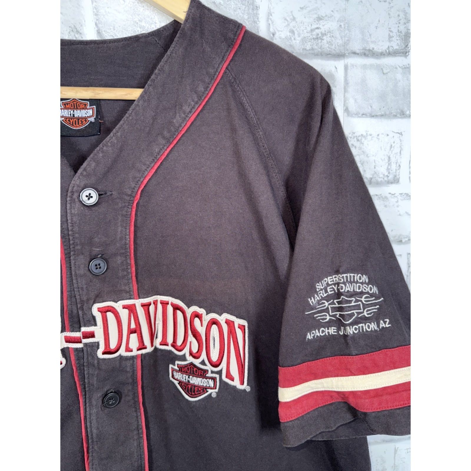 Harley Davidson VINTAGE Harley-Davidson Embroidered Button-Down Jersey Mens L Black Short Sleeve Shirt Men L Size US L / EU 52-54 / 3 - 2 Thumbnail
