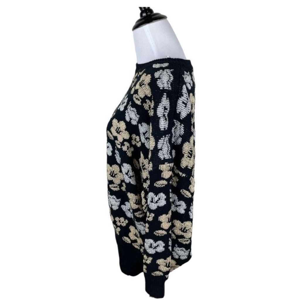 Other Vintage International Sportswear Metallic Floral Sweater Size L / US 10 / IT 46 - 6 Thumbnail