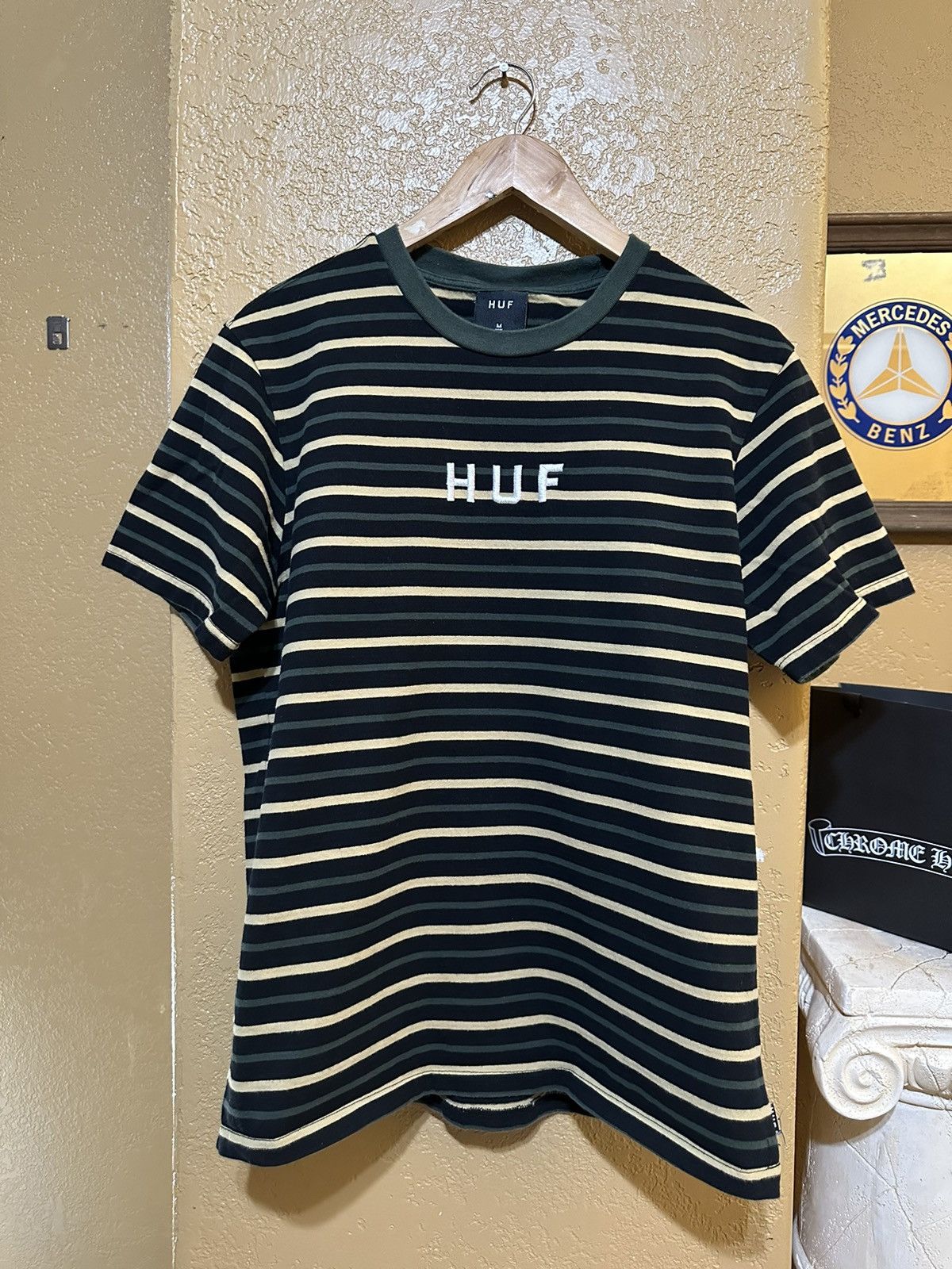 Huf 💨 HUF Striped T Shirt Y2K Skate Size US M / EU 48-50 / 2 - 1 Thumbnail