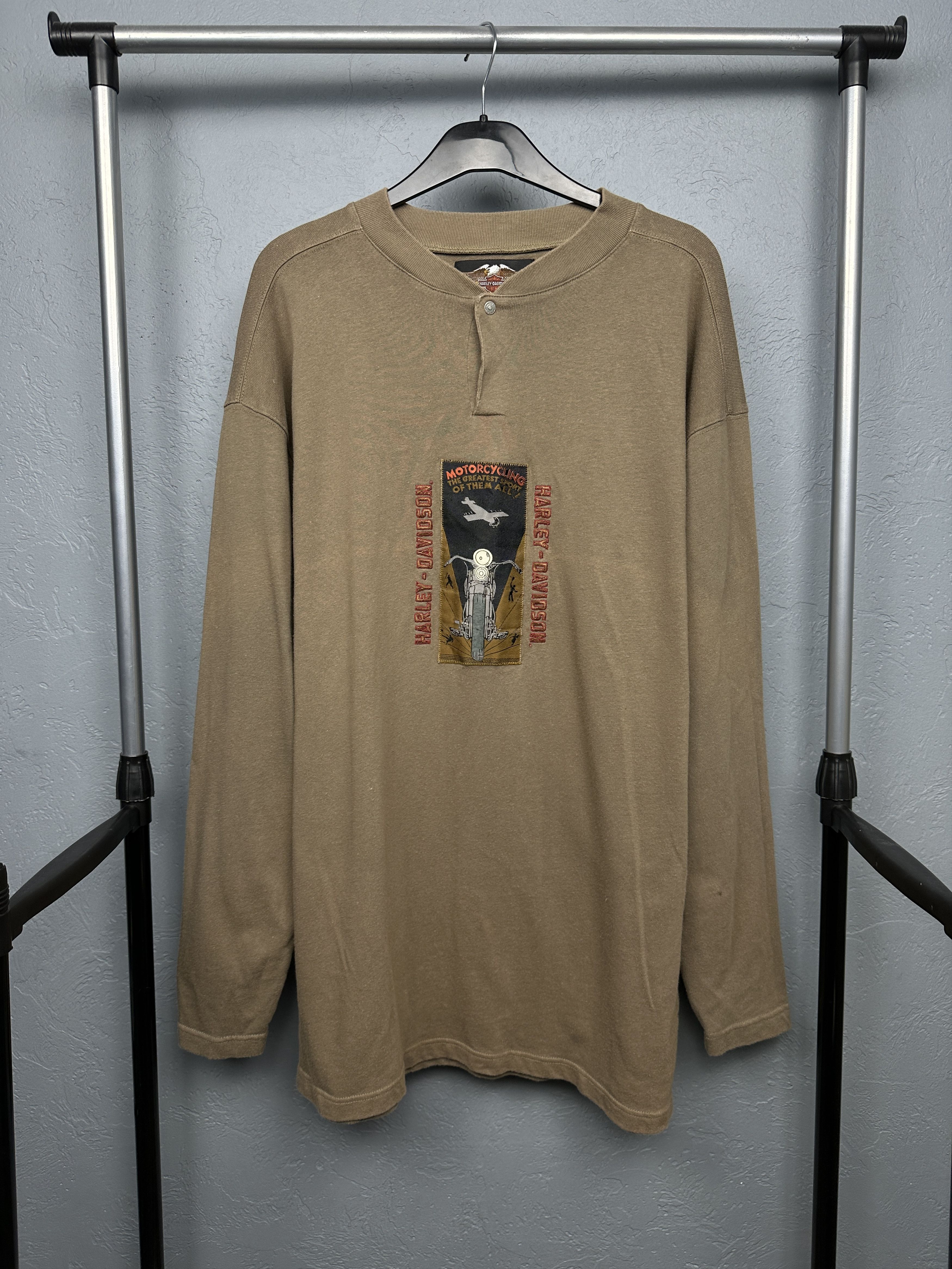 Harley Davidson × Vintage Harley Davidson Vintage Mens Henley Long Sleeve T-Shirt Size US L / EU 52-54 / 3 - 1 Thumbnail