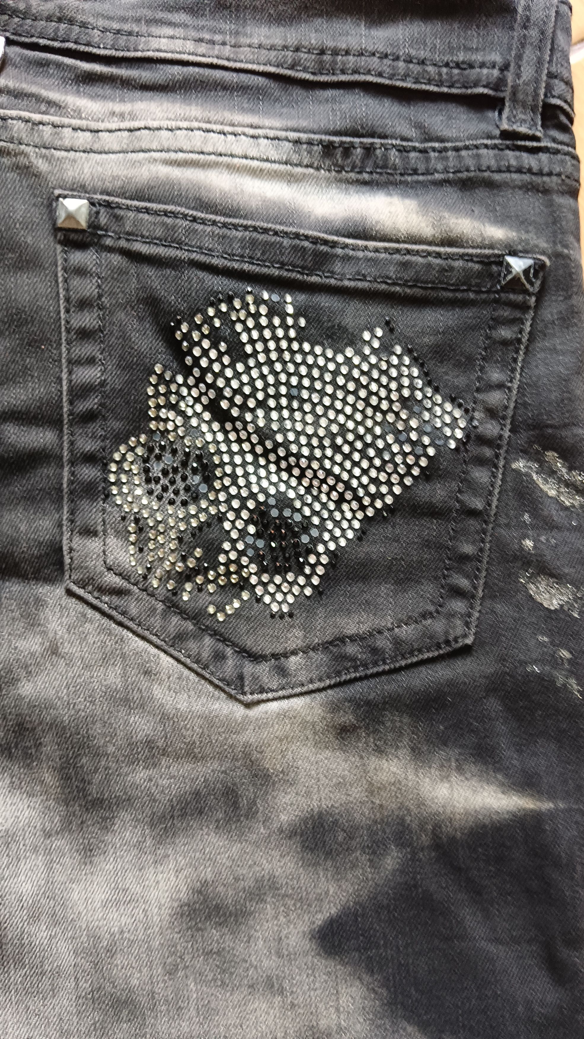 Japanese Brand The Black Gene Skull Gem Stud Skinny Punk Jeans Size US 30 / EU 46 - 5 Thumbnail