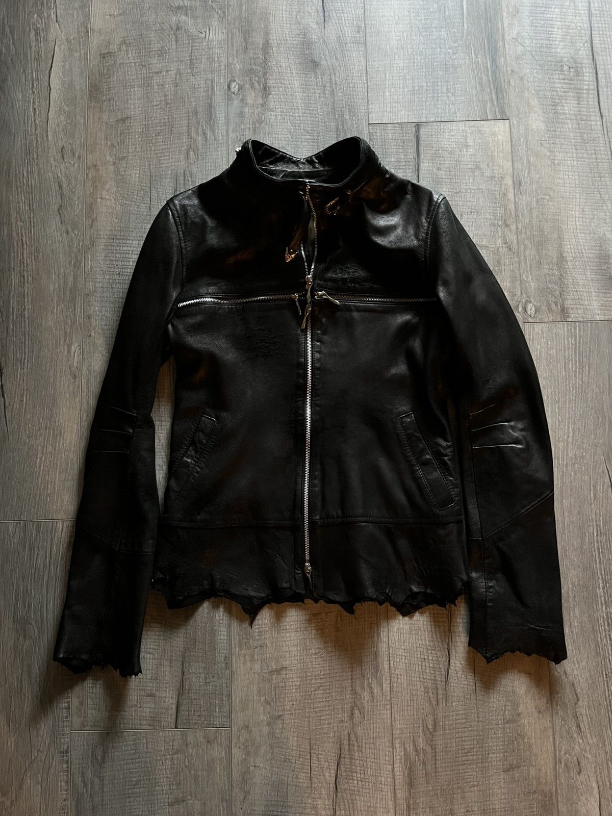 14th Addiction 14th addiction fox fur crosszip leather jacket