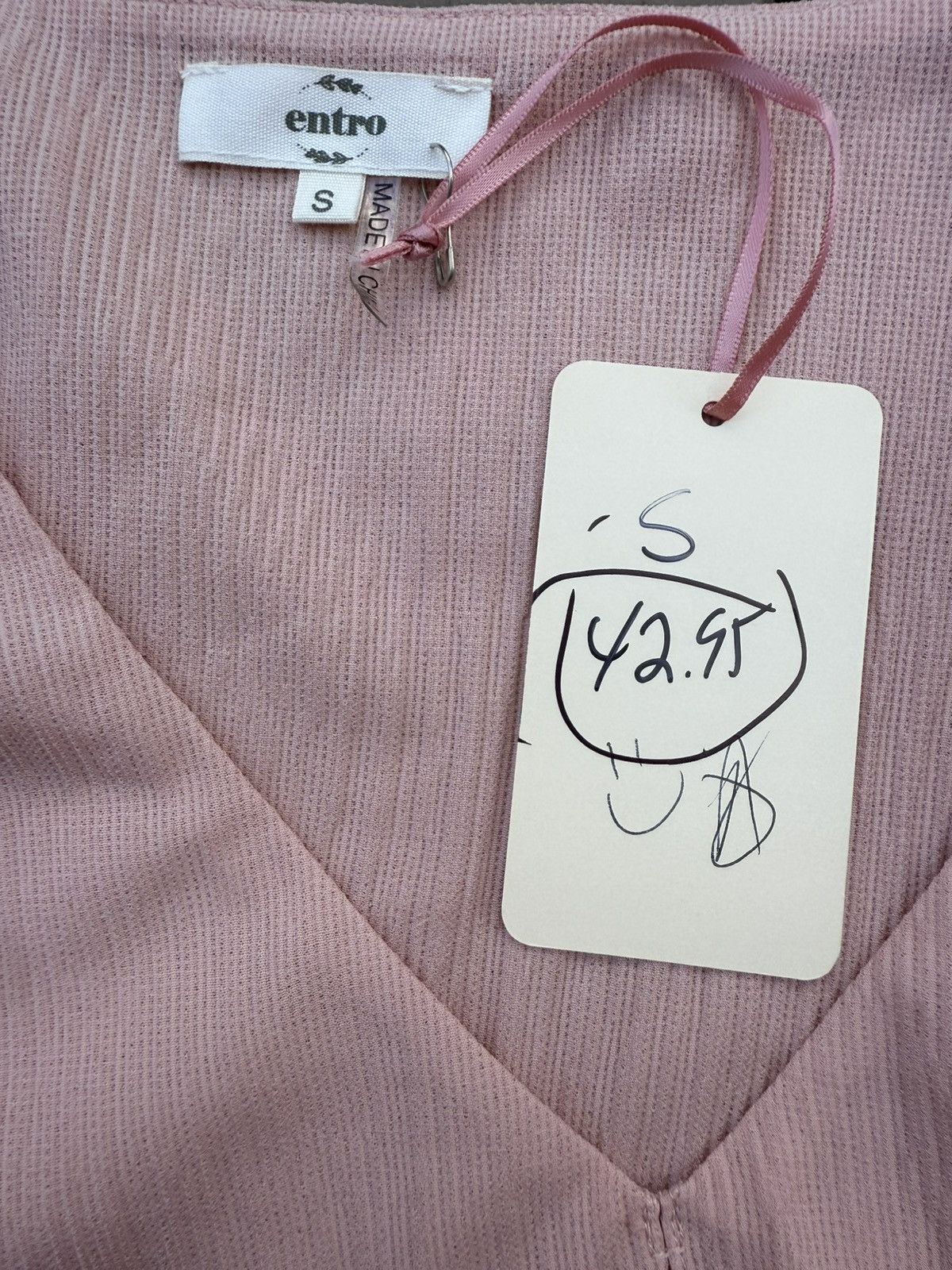 Other Entro Blouse Knotted Front Tie Blush Pale Pink Bell Sleeve Size S / US 4 / IT 40 - 7 Thumbnail