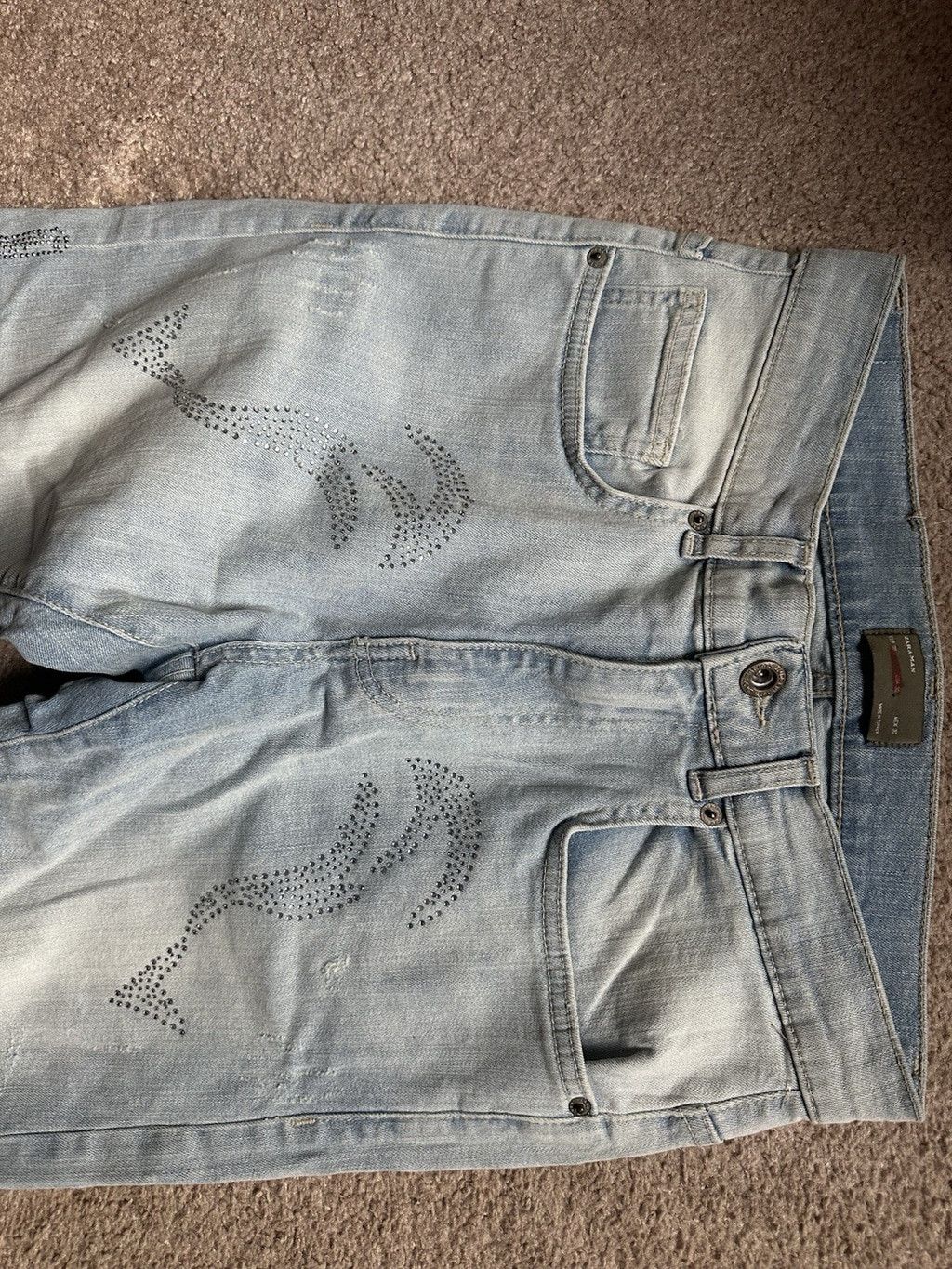 Zara Zara Embellished Skinny Stretch Jean Sparkle Lt Blue Denim S Size US 30 / EU 46 - 5 Thumbnail