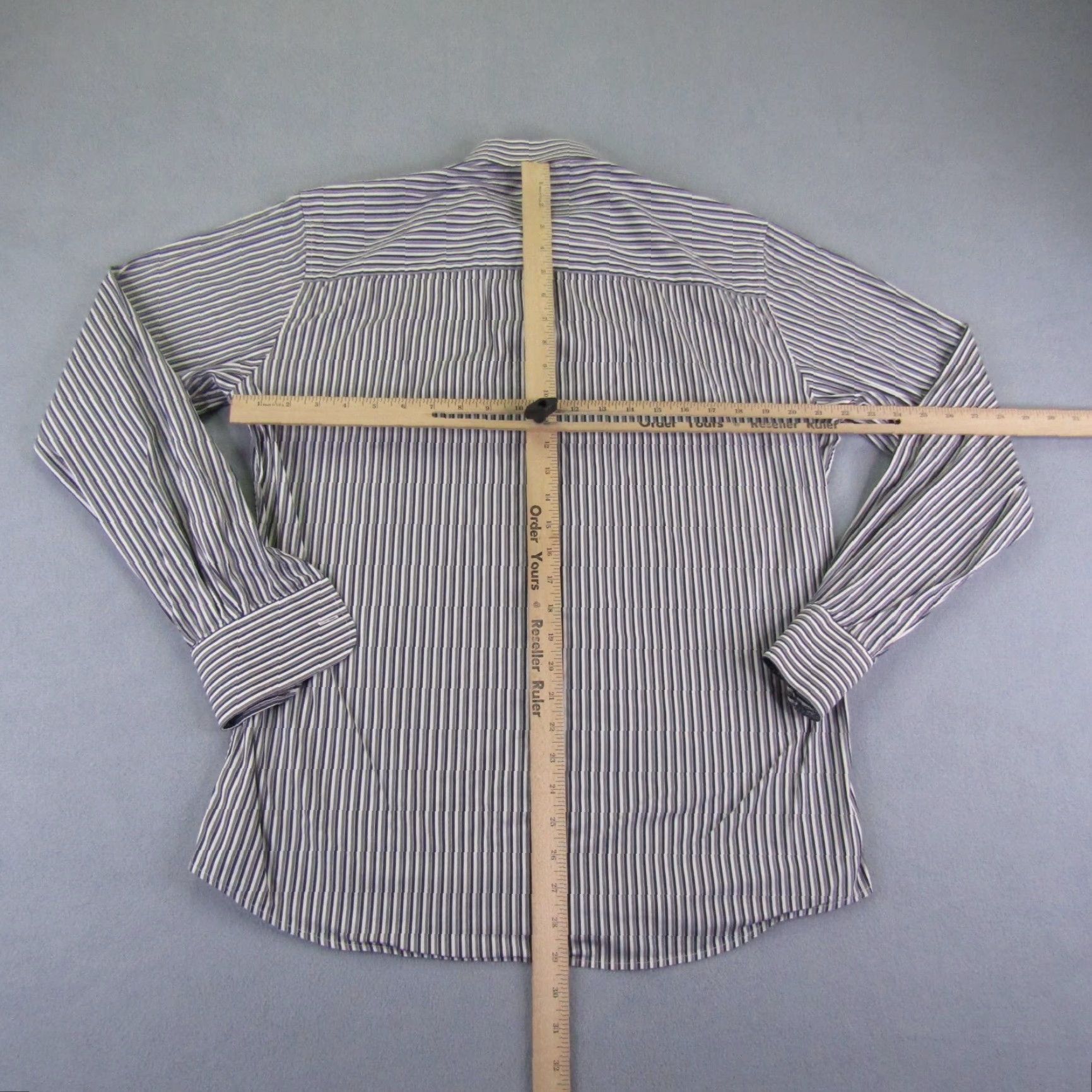 Ermenegildo Zegna VINTAGE Ermenegildo Zegna Shirt Mens Larg eGray White Stripes Button Up Performance Flex 16 Drop 8 Size US L / EU 52-54 / 3 - 6 Thumbnail