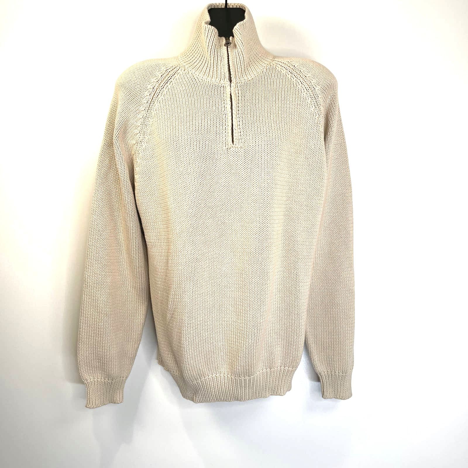 Lands' End Lands' End Cotton Knit Pullover Quarter Zip Wool Free Size US L / EU 52-54 / 3 - 1 Thumbnail