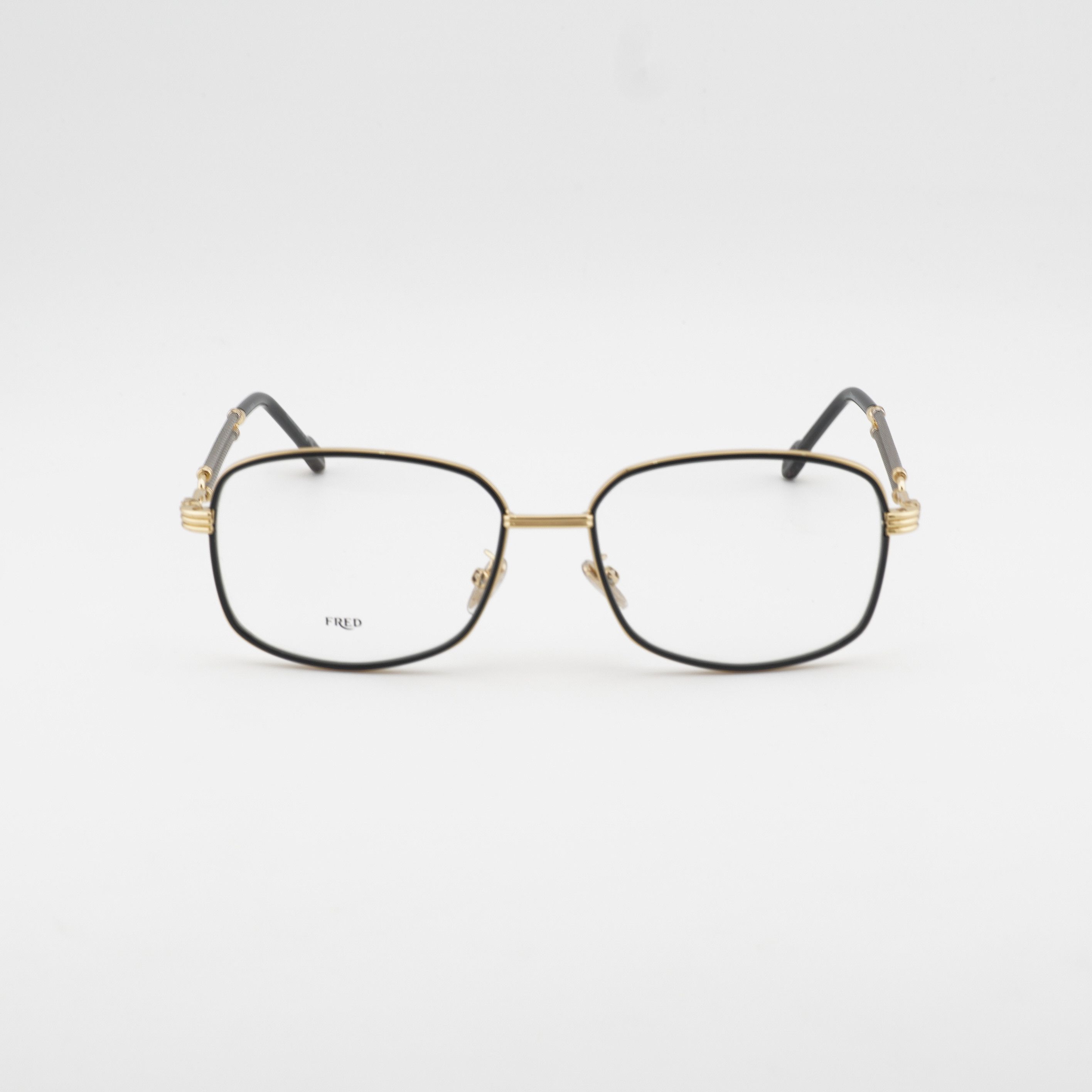 FRED Fred FG50065U 001 Eyeglasses Gold / Black 56mm Rectangle Size ONE SIZE - 4 Thumbnail