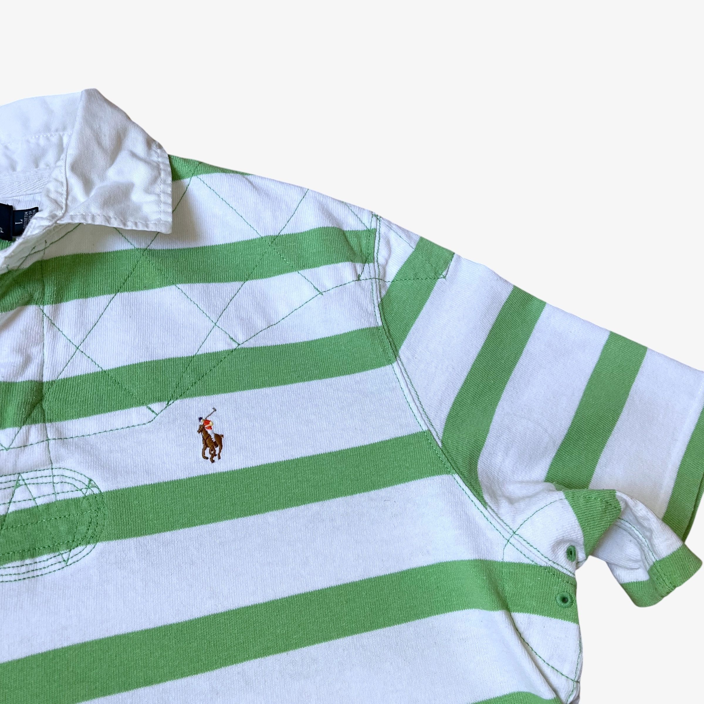 Ralph Lauren Vintage 90s Polo Ralph Lauren Green Striped Rugby Shirt Size US L / EU 52-54 / 3 - 3 Thumbnail