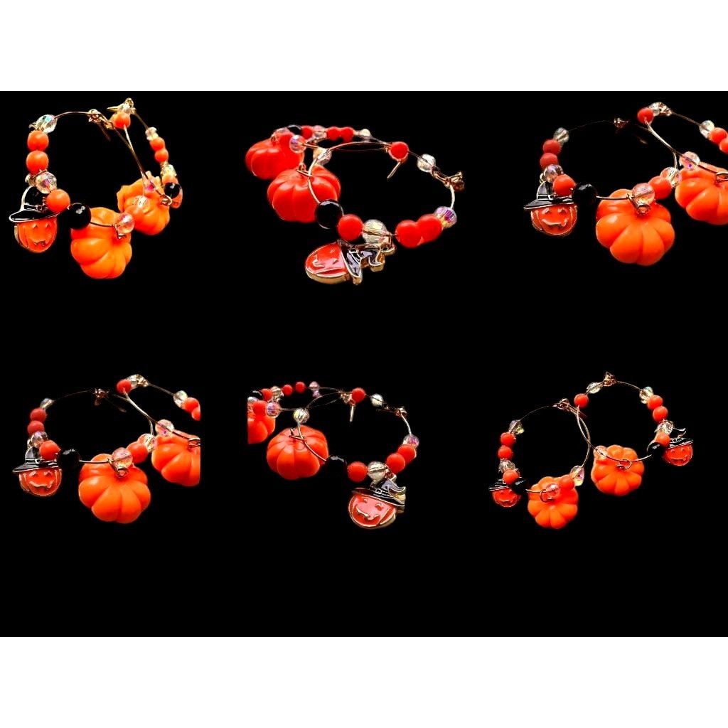 Handmade Halloween Earrings Hoop Handmade New Dangle Posts Jack O Lan Size ONE SIZE - 10 Thumbnail