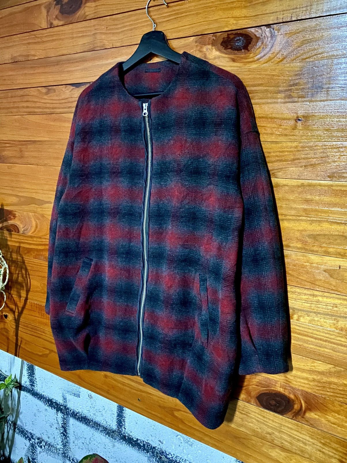 Japanese Brand Vintage Japanese Plaid Wool Zip-Up Jacket – Red & Black Size US L / EU 52-54 / 3 - 4 Thumbnail