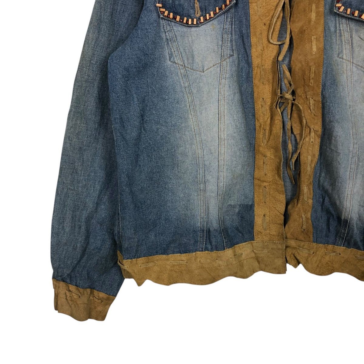 Japanese Brand 🔥VINTAGE DENIM BIKER JACKET LEATHER COLLAR CHICO’s KAPITAL Size US M / EU 48-50 / 2 - 6 Thumbnail