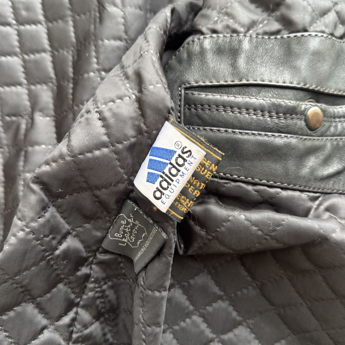Adidas Adidas Equipment 90s Vintage Rare Real Faded Leather Jacket Size US L / EU 52-54 / 3 - 20 Thumbnail