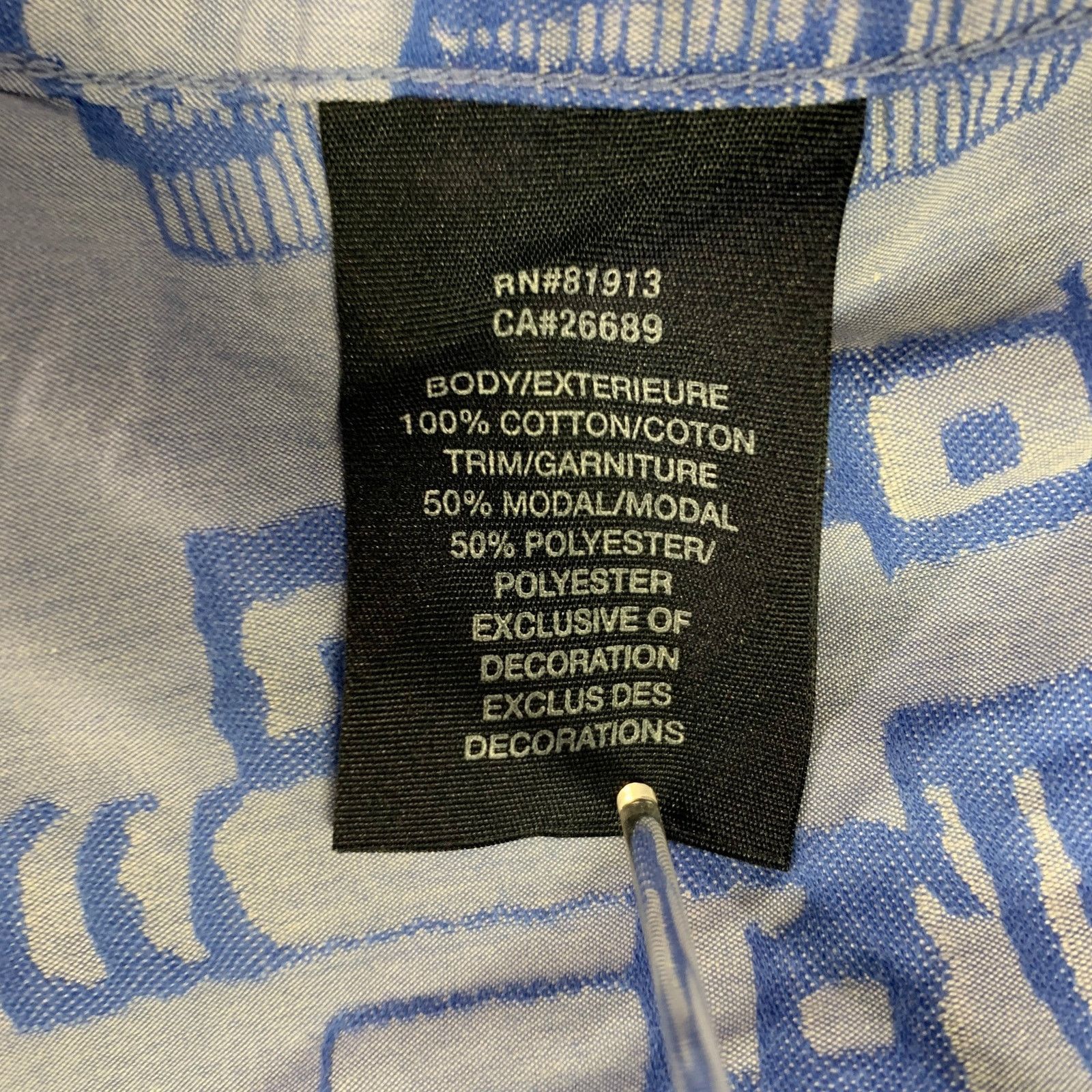 Robert Graham L Blue Light Blue Squares Monogram Cotton Long Sleeve Shirt Size US L / EU 52-54 / 3 - 10 Thumbnail