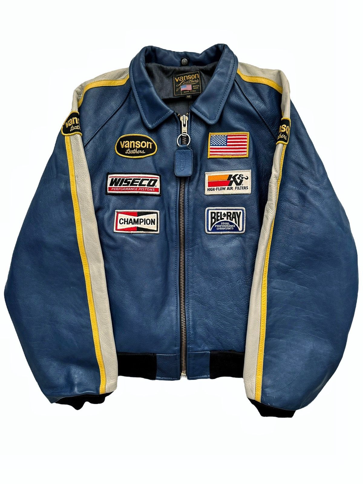 Vanson Leathers Genesis NYC Blue Zip Leather Jacket Size US L / EU 52-54 / 3 - 2 Thumbnail