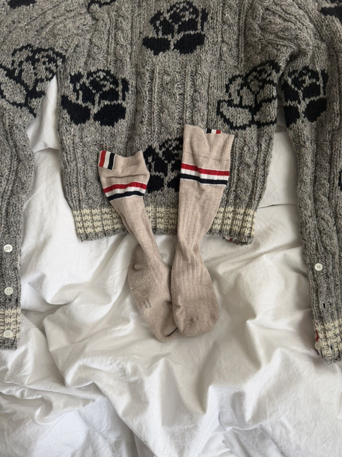 Thom Browne Cropped Cable Knit Floral Thom Browne Sweater Size XS / US 0-2 / IT 36-38 - 4 Thumbnail