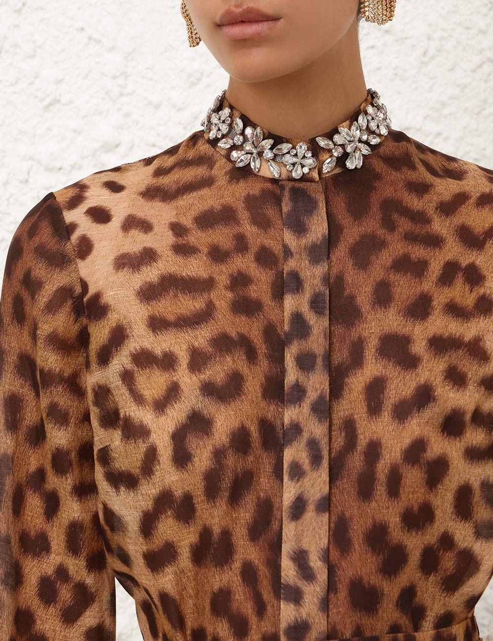 Zimmermann oc11z0925 Crush Embellished Body Shirt in Leopard Size M / US 6-8 / IT 42-44 - 5 Thumbnail