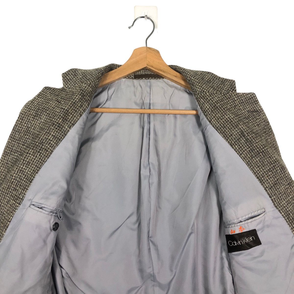 Vintage 🔥90’s Herringbone Wool Jacket Double Breast Calvin Klein Size US M / EU 48-50 / 2 - 11 Thumbnail