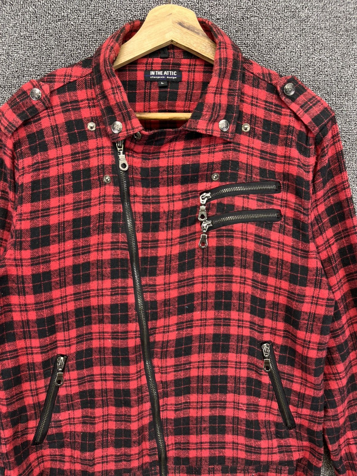 In The Attic Vintage In The Attic Shadow Plaid Rare Punk Jacket Size L / US 10 / IT 46 - 5 Thumbnail