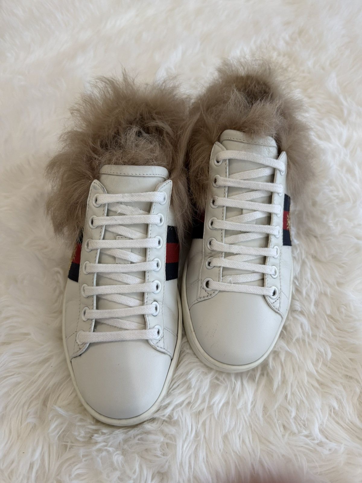 Gucci Gucci Ace Embroidered Fur-Lined Size US 5 / IT 35 - 9 Thumbnail