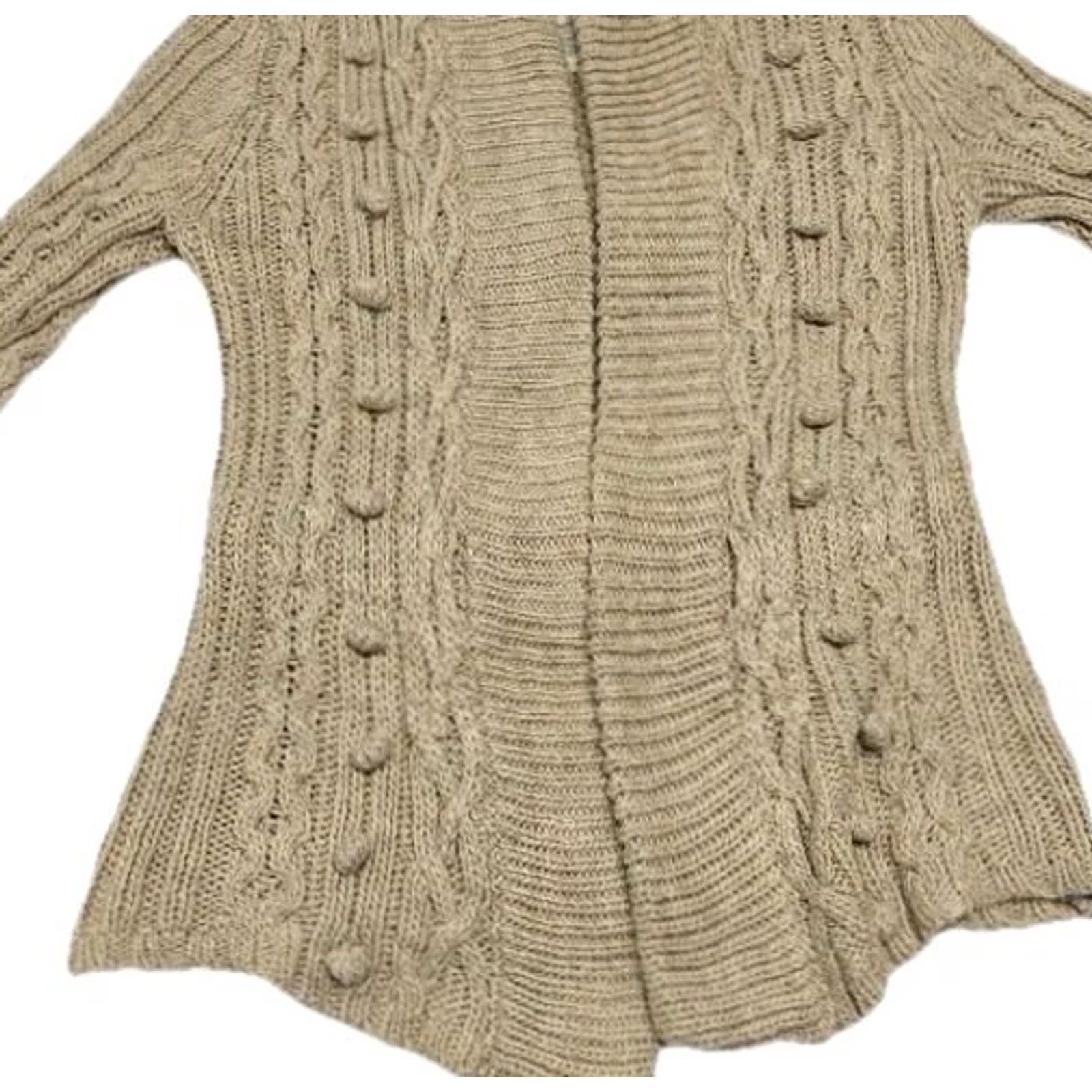 Vintage Aéropostale Cardigan Sweater Women's L Cream Cable Knit Open Front Chunky Wool Knit Size L / US 10 / IT 46 - 2 Thumbnail