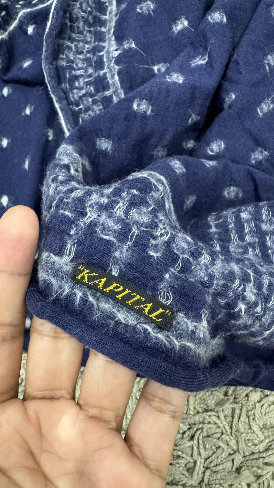 Kapital Kapital Fulling Wool Scarf Navy Blue Size ONE SIZE - 6 Thumbnail