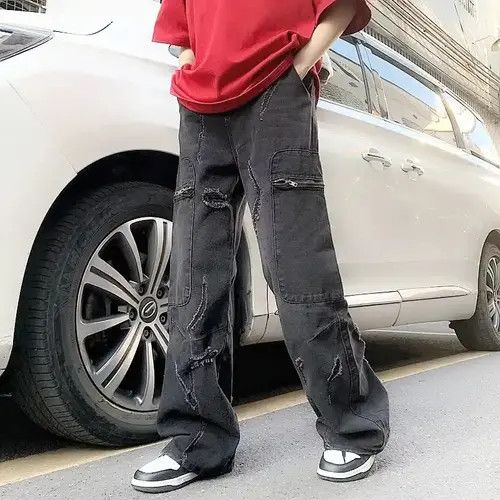 Japanese Brand Atsuko x Mami Y2K Fashion Washed Black Baggy Ripped Size US 34 / EU 50 - 7 Thumbnail