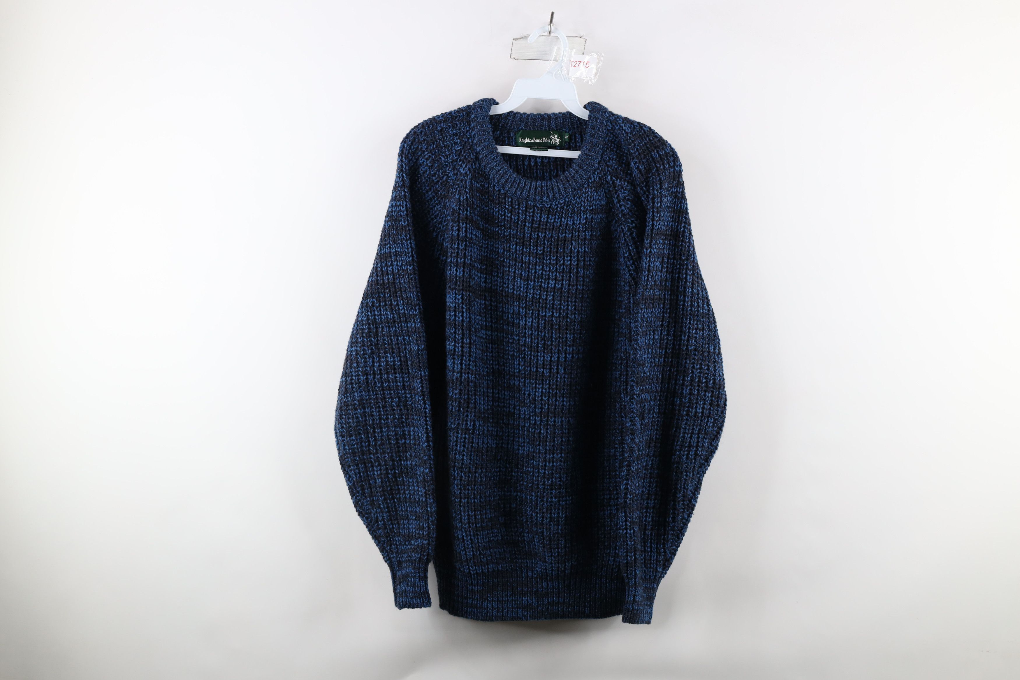 Vintage Vintage 90s Streetwear Ribbed Knit Crewneck Sweater Blue Size US M / EU 48-50 / 2 - 1 Thumbnail