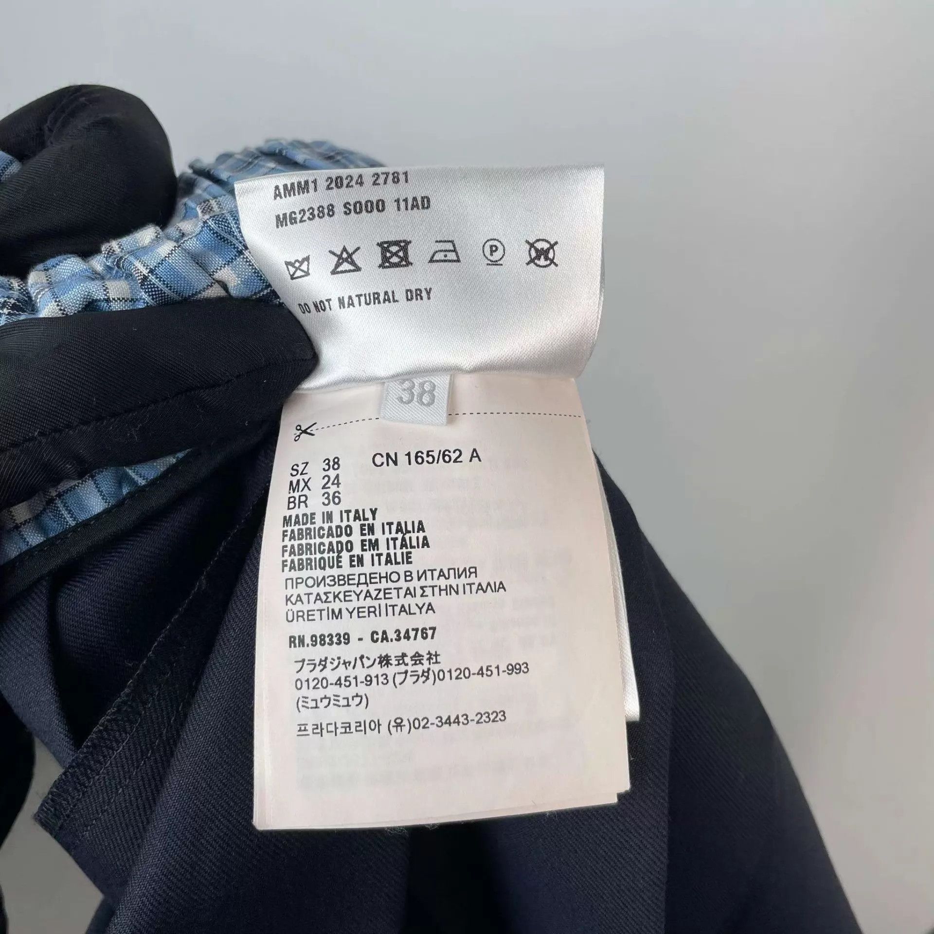 Miu Miu MIU MIU 25SS Navy Check Color Blocked Pleated Skirt 38 Size 26" / US 2 / IT 38 - 5 Thumbnail