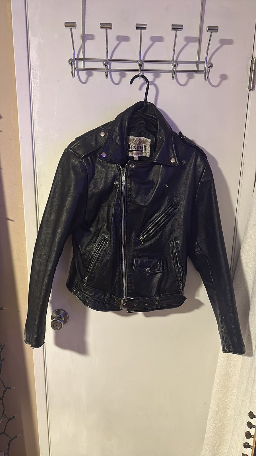 Other Vintage Black Leather Motorcycle Jacket size 40 (large) Size US L / EU 52-54 / 3 - 7 Thumbnail