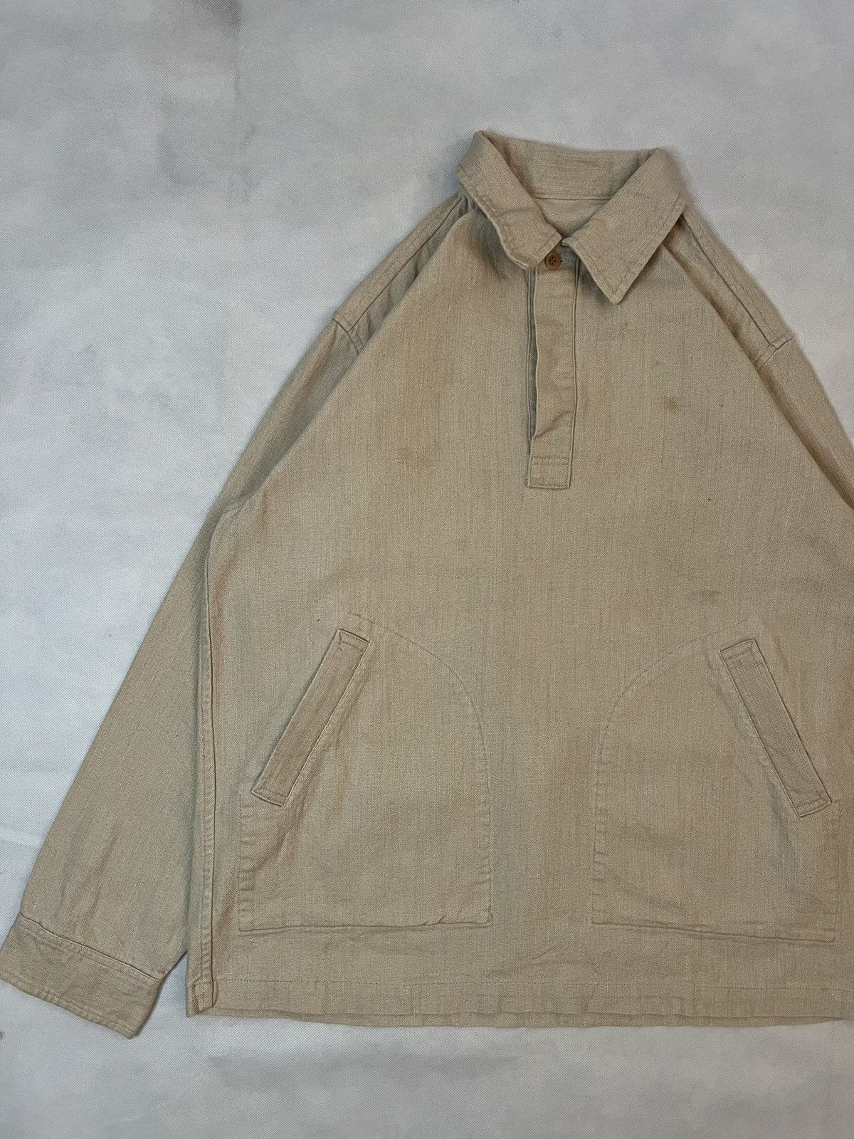 Paul Smith Vtg Paul Smith London Cotton Linen Beige Half Button Size US M / EU 48-50 / 2 - 5 Thumbnail