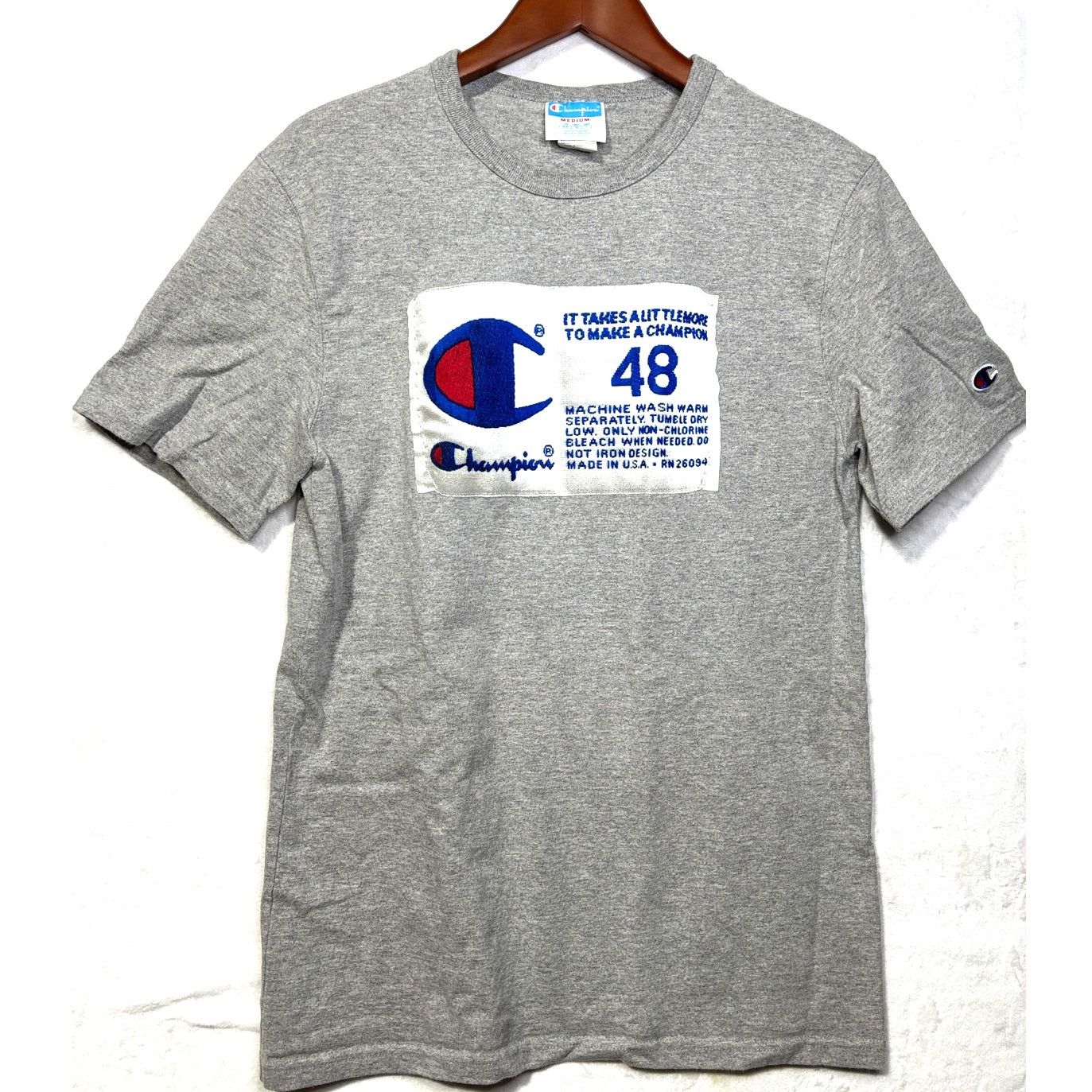 Champion CHAMPION Shirt Men's Grey Logo Short Sleeve | Medium Size US M / EU 48-50 / 2 - 1 Thumbnail