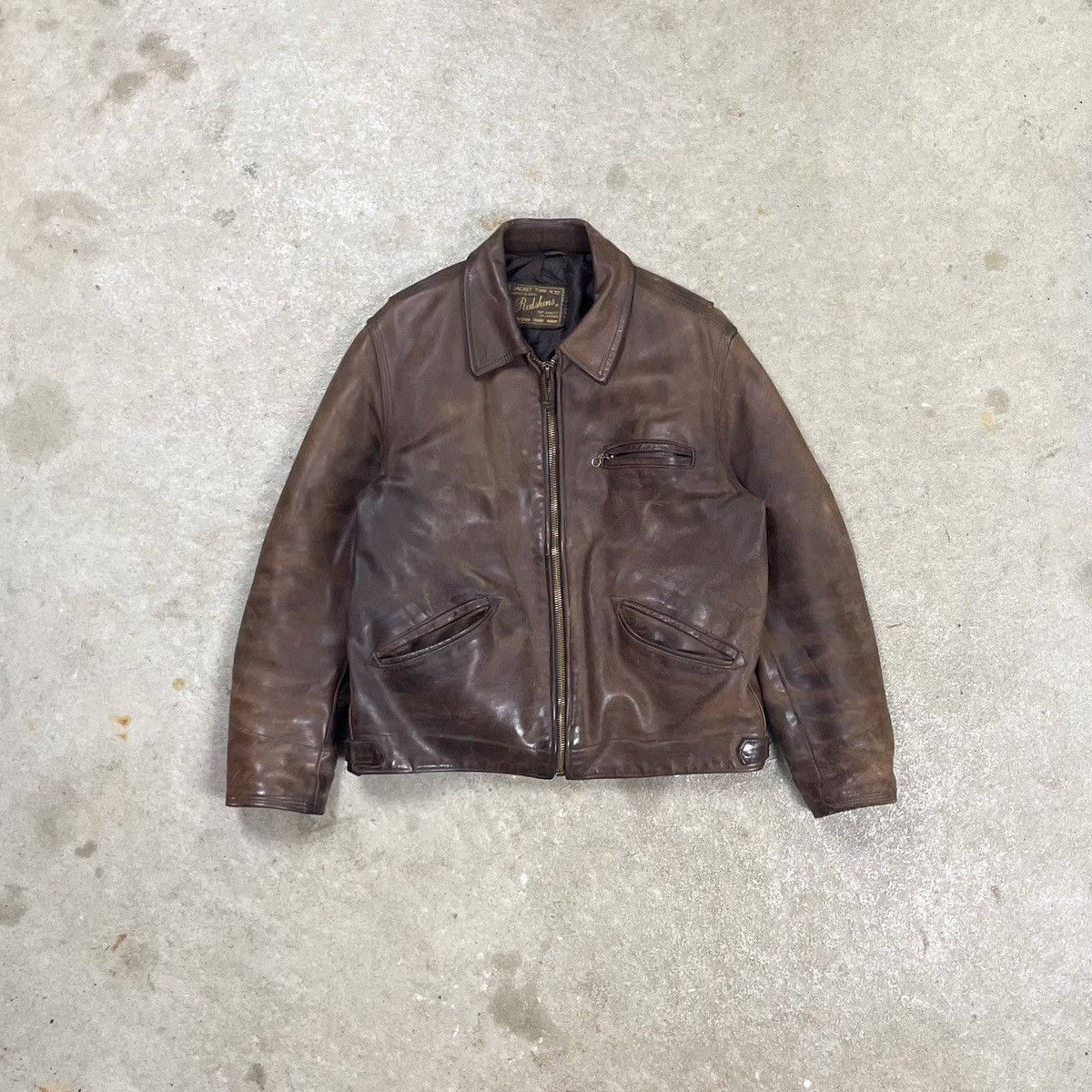 image of Redskins Brown Genuine Leather Jacket, Men's (Size Medium)