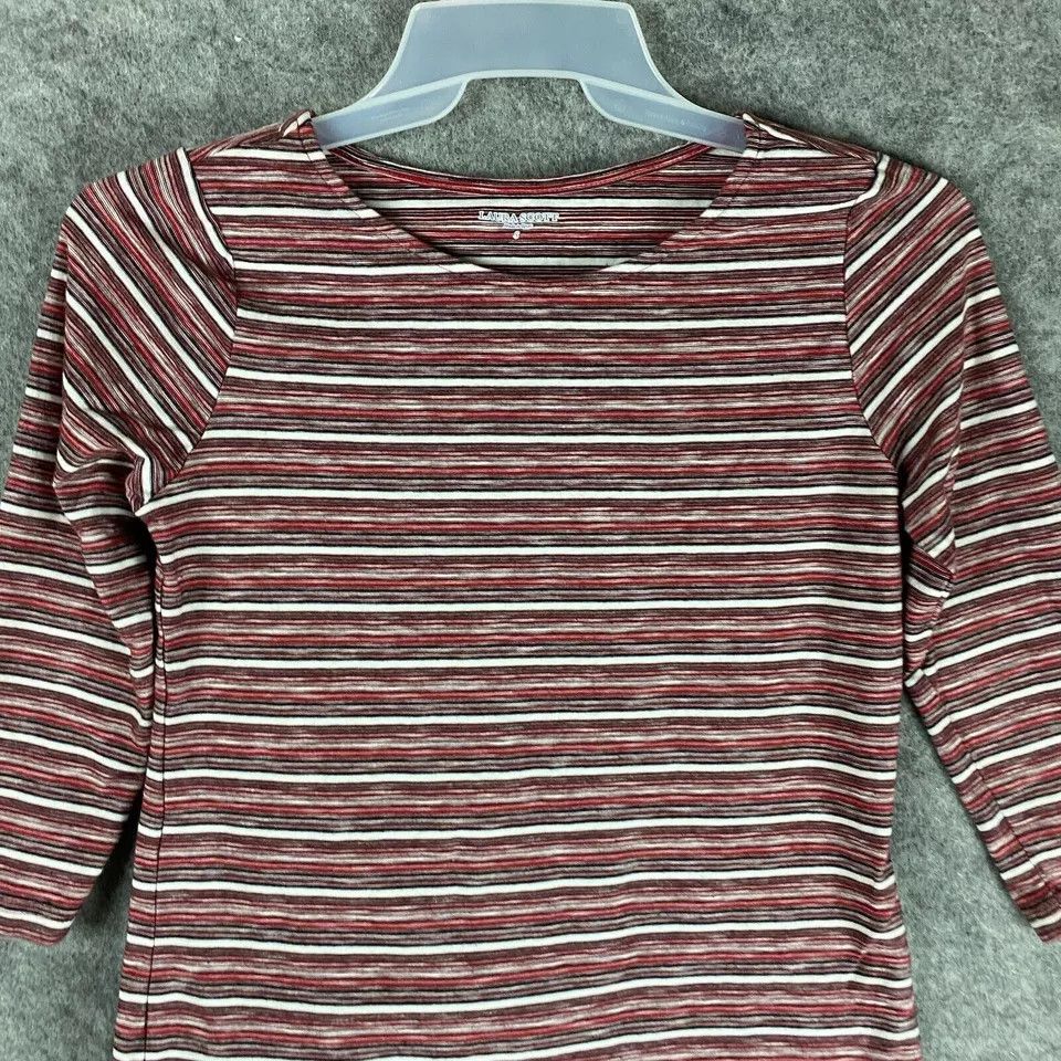 Other Laura Scott 3/4 Sleeve Top Small Women's Striped Cotton S Size S / US 4 / IT 40 - 2 Thumbnail