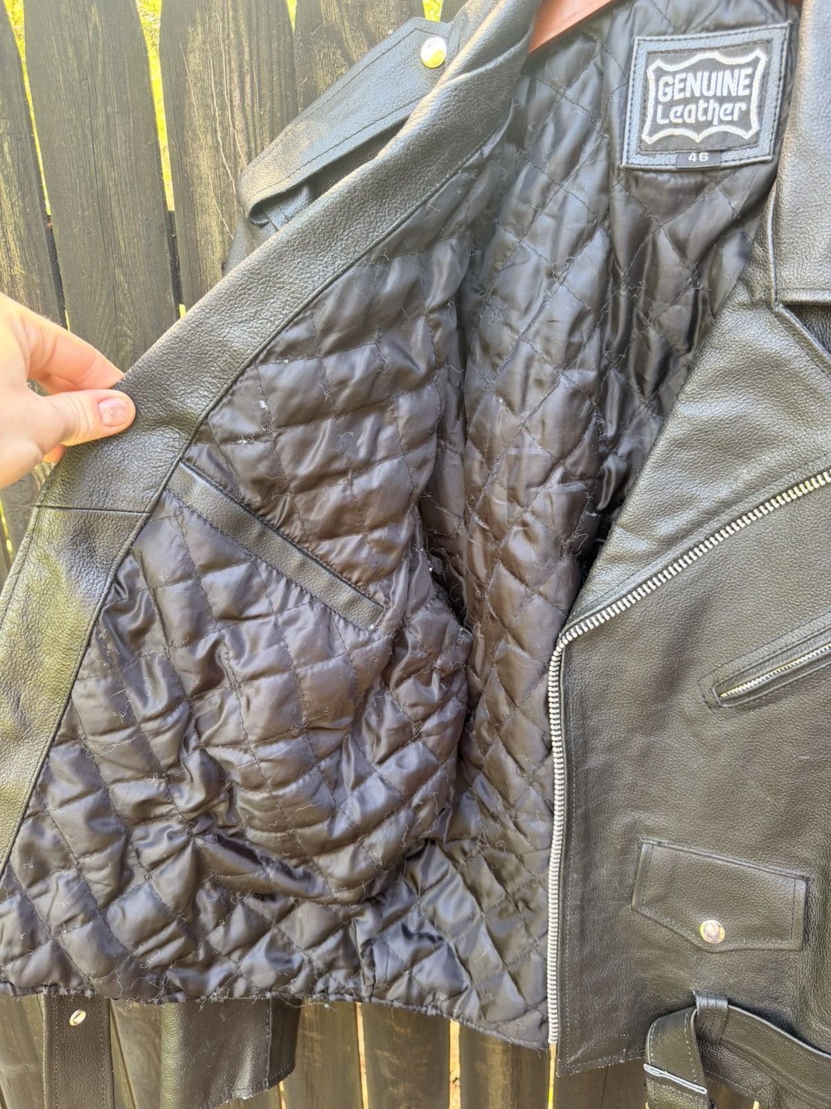 Band Tees VTG Genuine Leather Jacket With Belt & Zippers Size US L / EU 52-54 / 3 - 6 Thumbnail