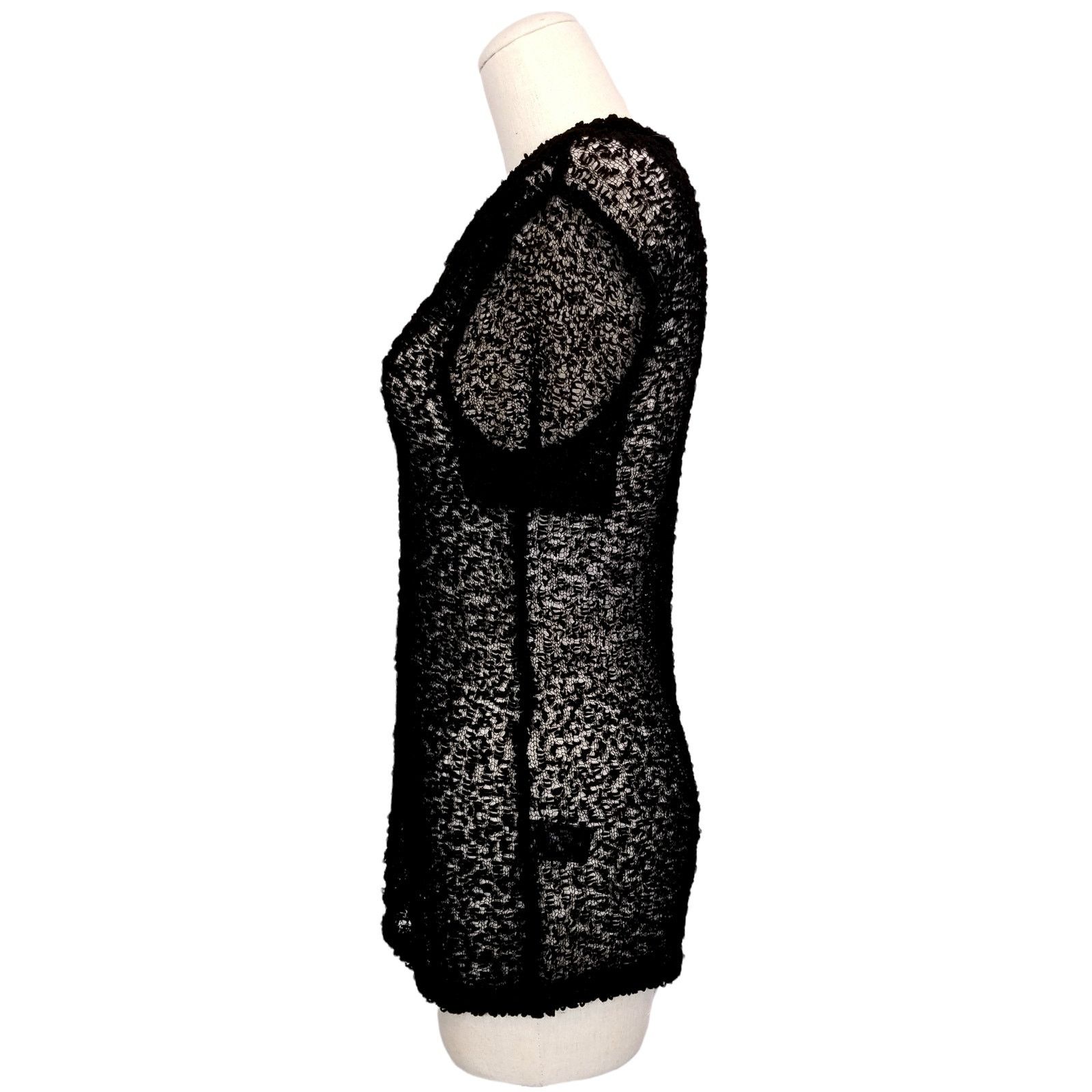 Rag & Bone Rag & Bone Wool Blend Sheer Knit Short Sleeve Top Black S Size S / US 4 / IT 40 - 2 Thumbnail