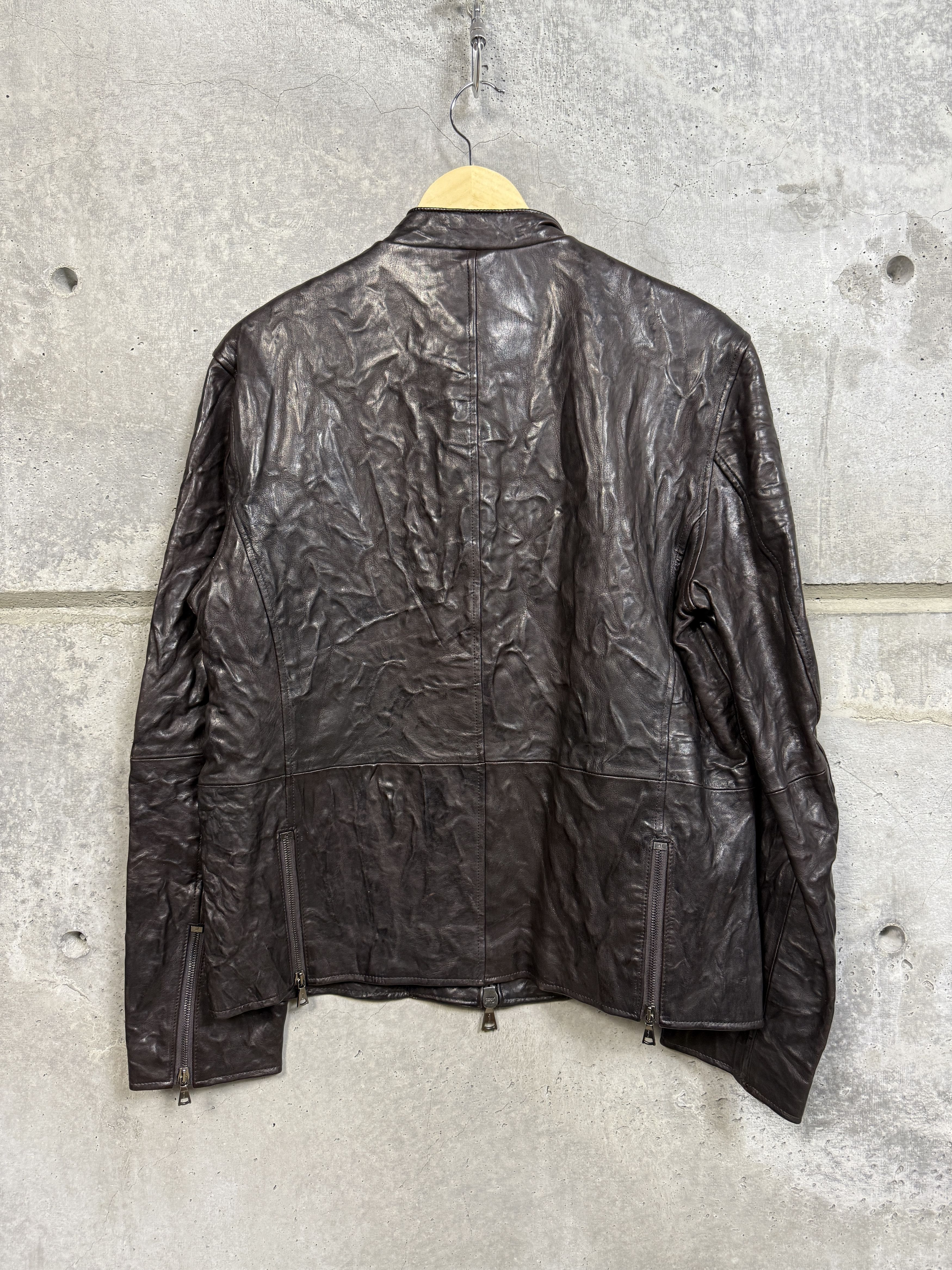 John Varvatos $2k John Varvatos Crinkle Leather Jacket w studded metal Size US L / EU 52-54 / 3 - 2 Thumbnail