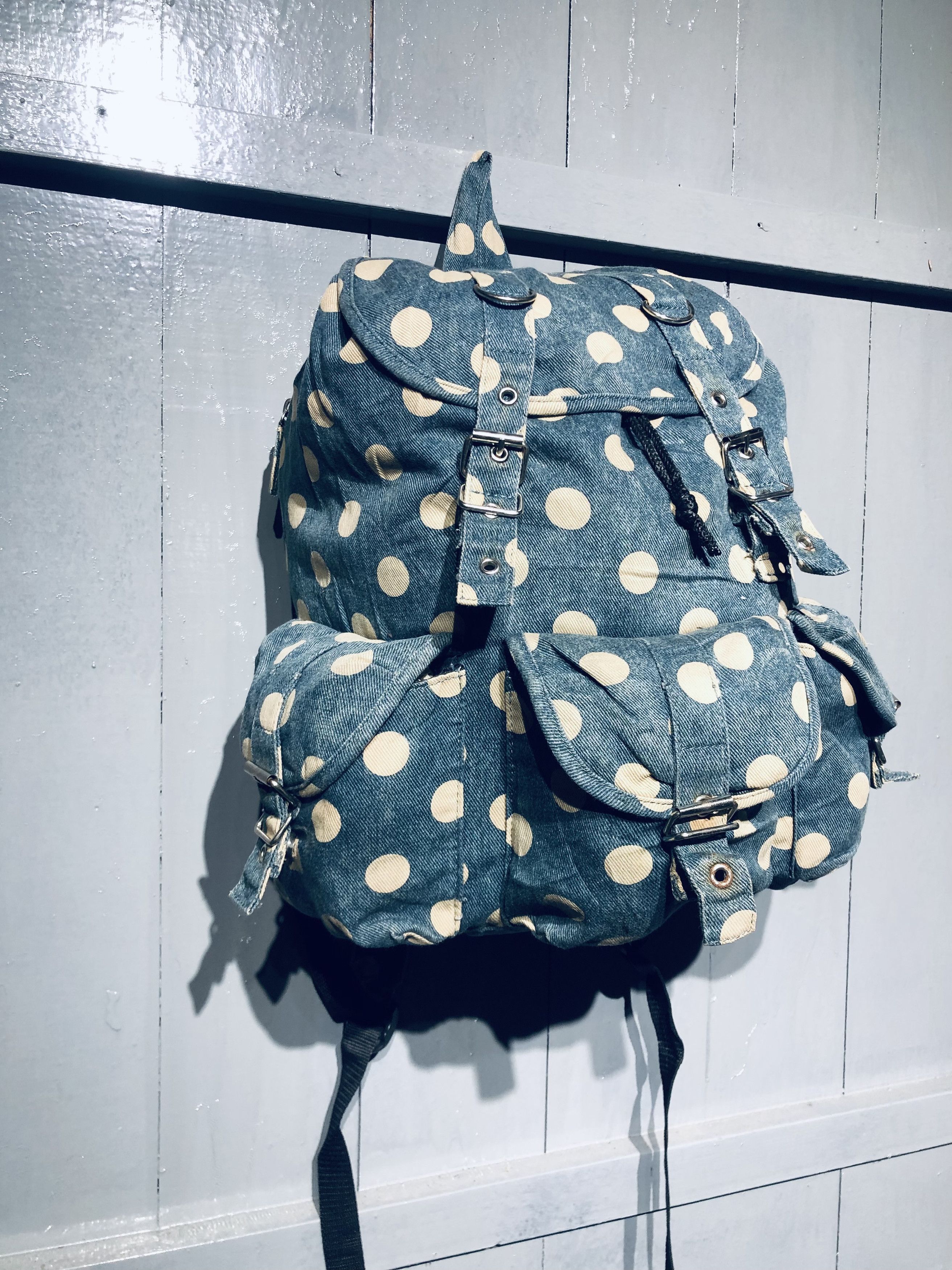 Japanese Brand Japanese Polkadot Multipocket Outside Style Backpack Size ONE SIZE - 10 Thumbnail