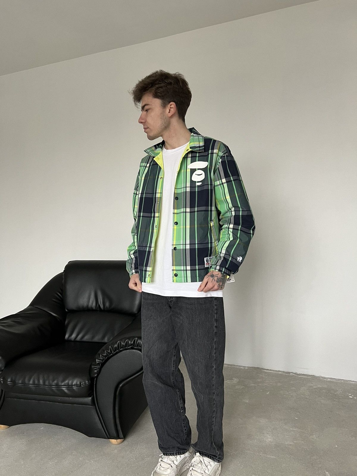 Image of Aape Plaid Coach Jacket, Men's (Size Small)