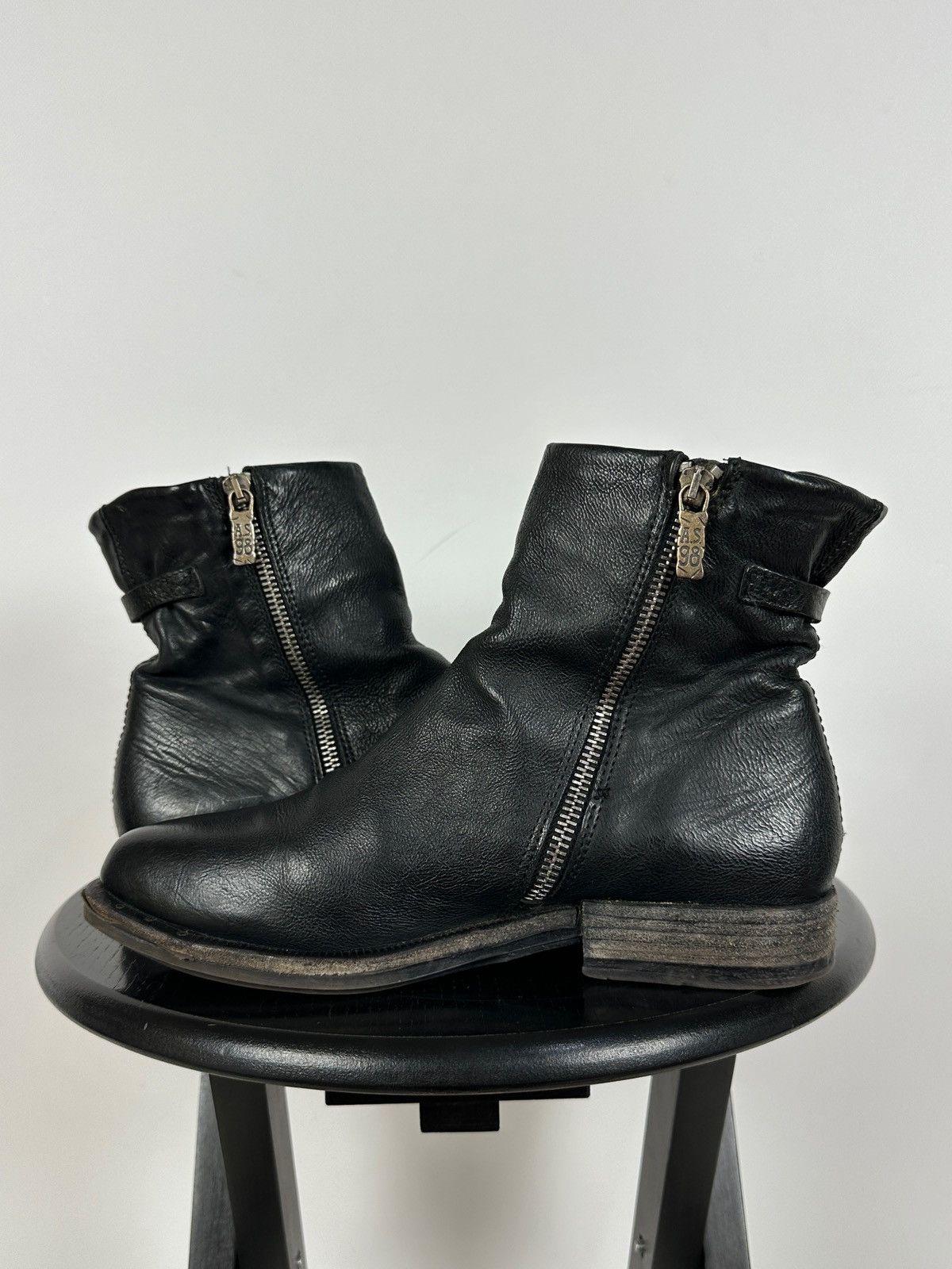 A.S.98 A.S.98. Airstep Black Leather Biker Ankle Boots Size US 8 / IT 38 - 8 Thumbnail