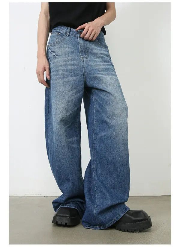 Japanese Brand Min Lightning pattern loose straight vintage washed jeans Size US 34 / EU 50 - 5 Thumbnail